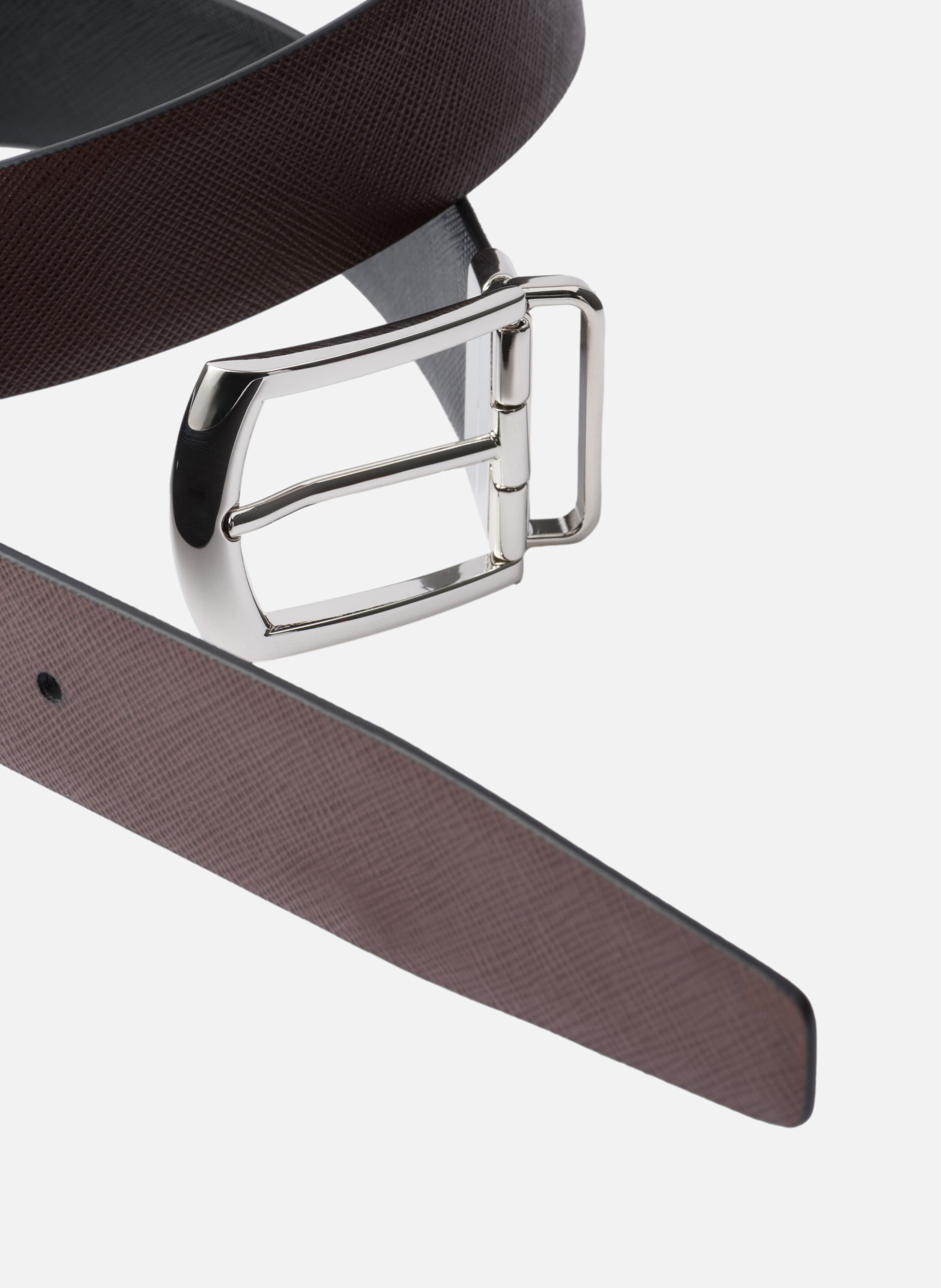 Ceinture réversible en cuir saffiano PRADA Noir
