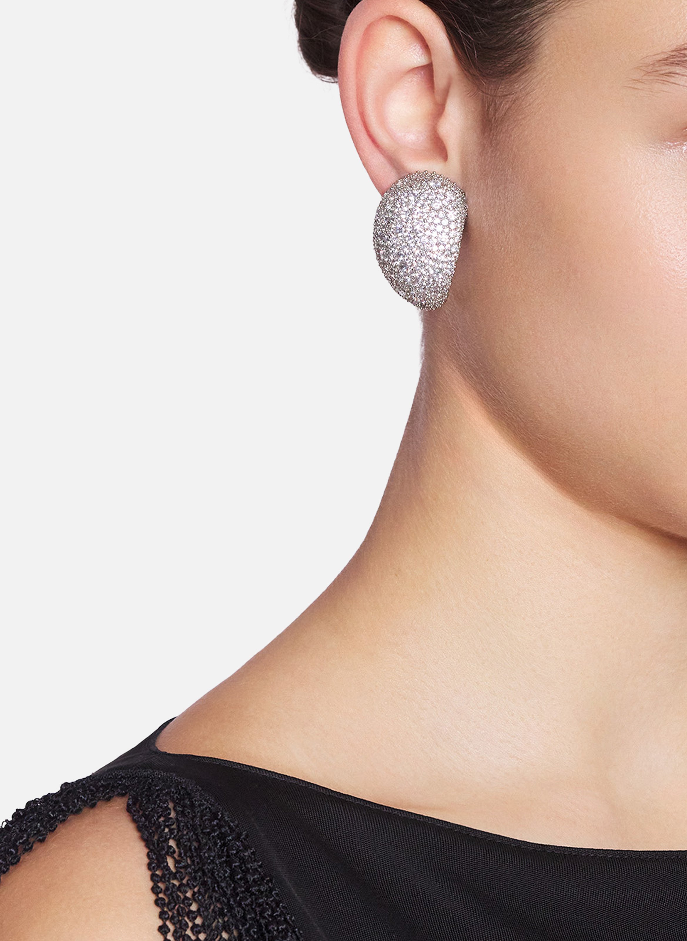 Boucles d'oreilles haute séquence strassées LANVIN Argent