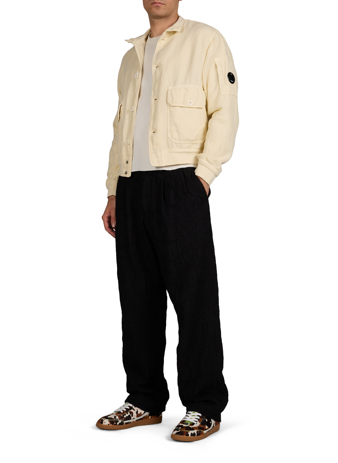 Buttoned jacket in cotton and linen CP COMPANY Beige