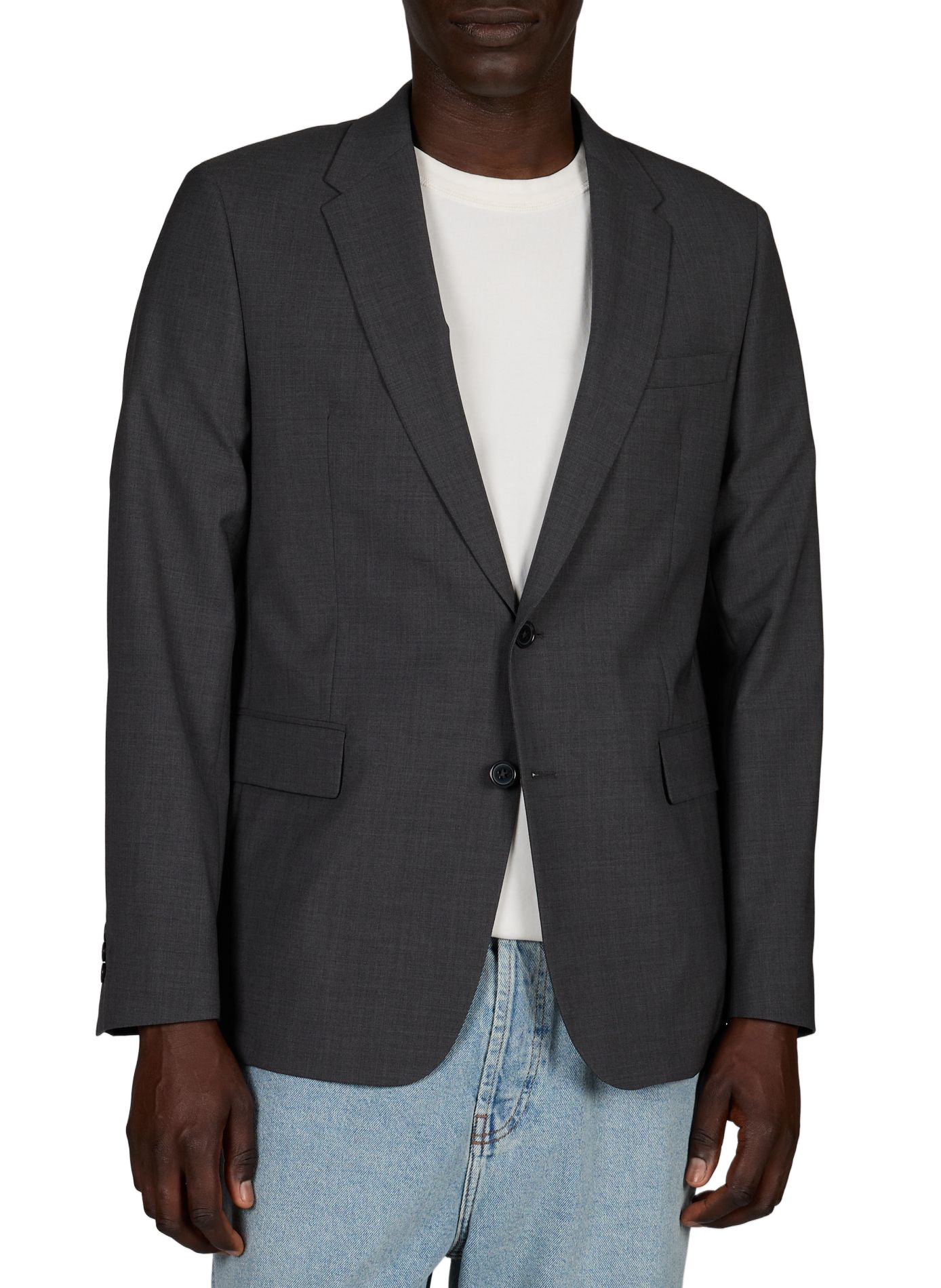 Blazer uni en laine mélangé AU PRINTEMPS PARIS Gris