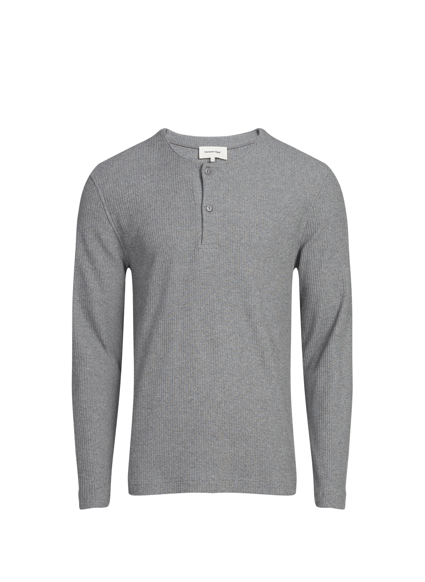 Ribbed cotton Henley T-shirt SAISON 1865 Grey