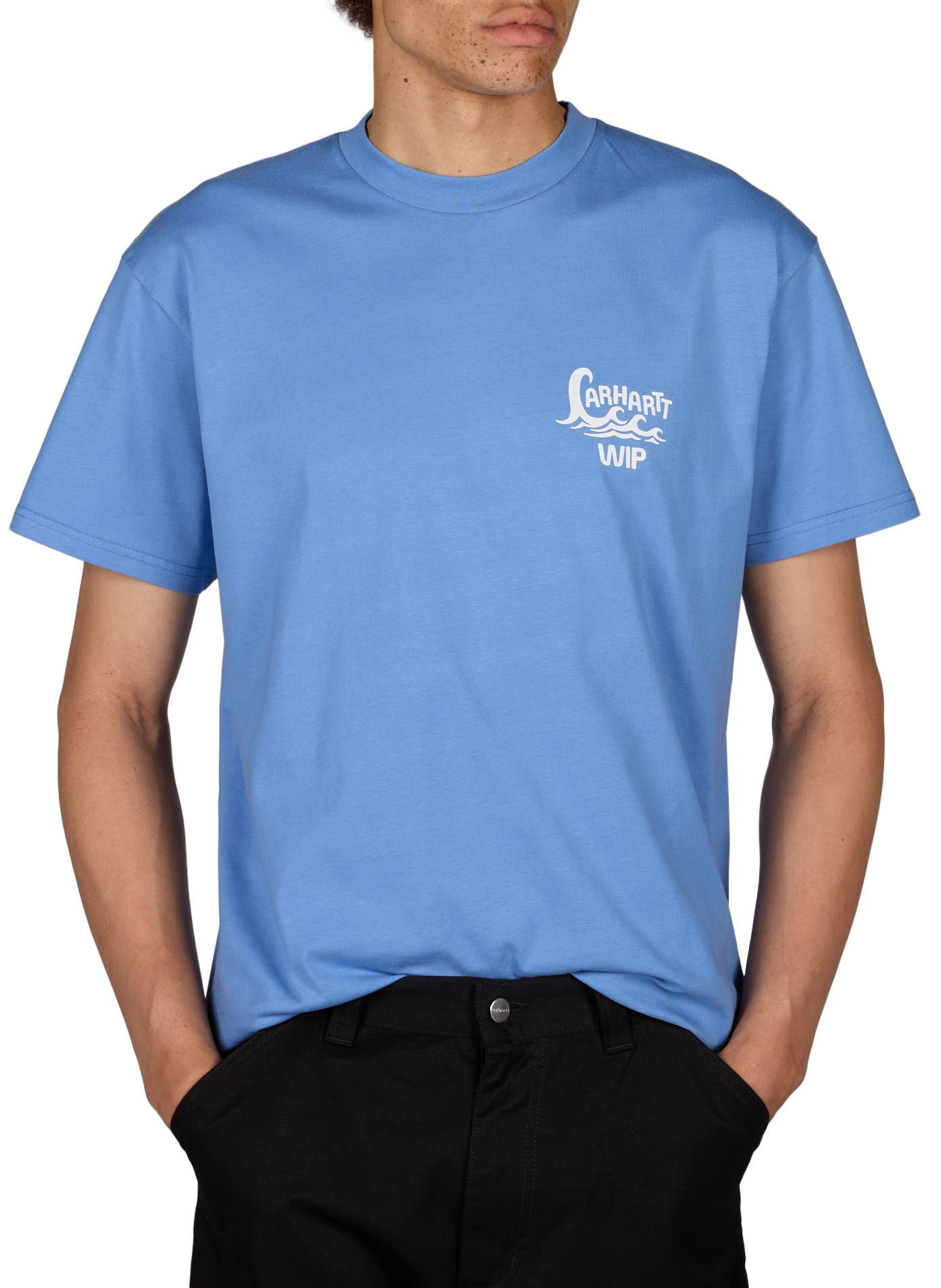 Short-sleeved Waves cotton T-shirt CARHARTT WIP Blue
