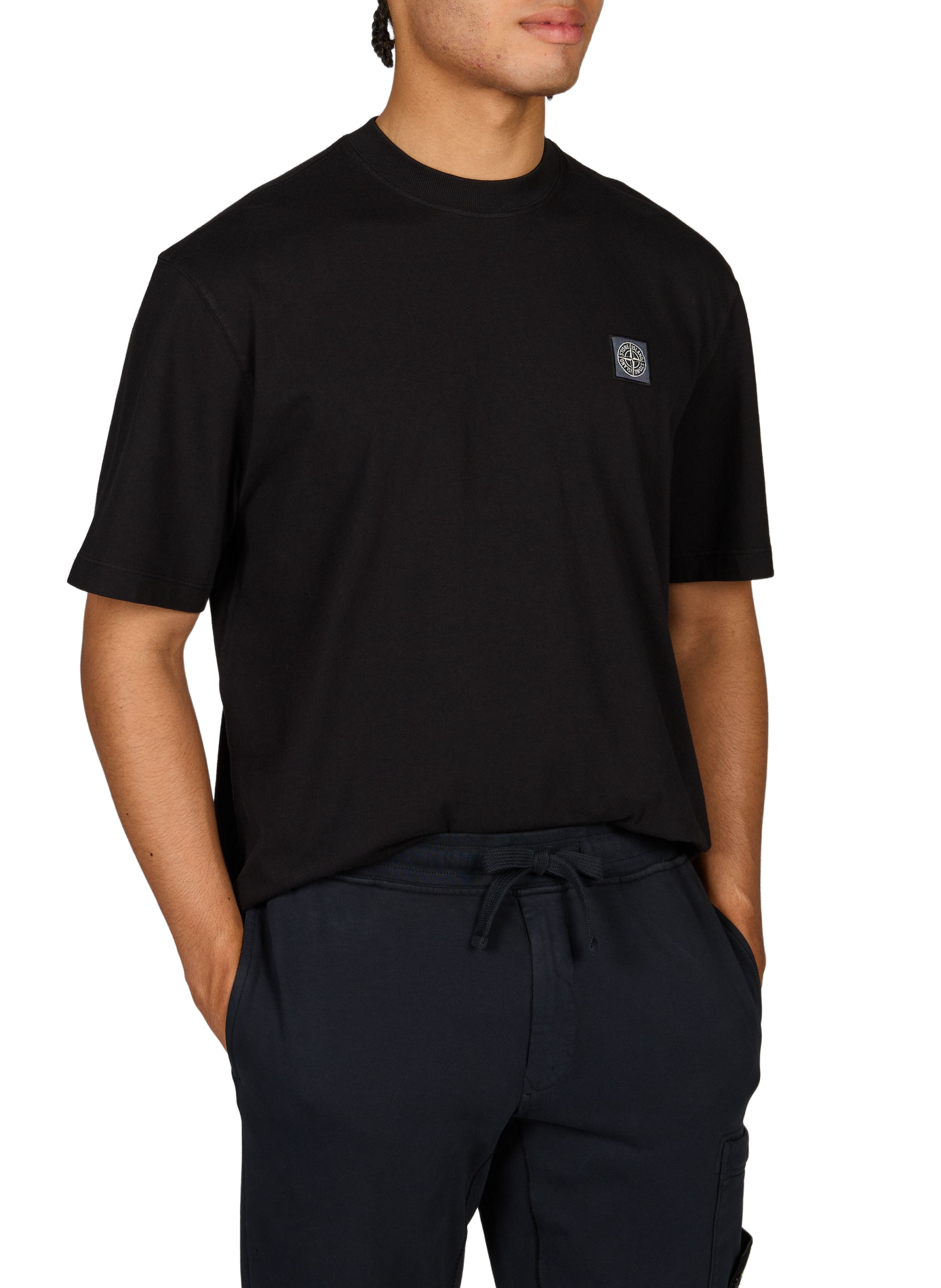 T-shirt met ronde hals en recht model van katoen STONE ISLAND Zwart