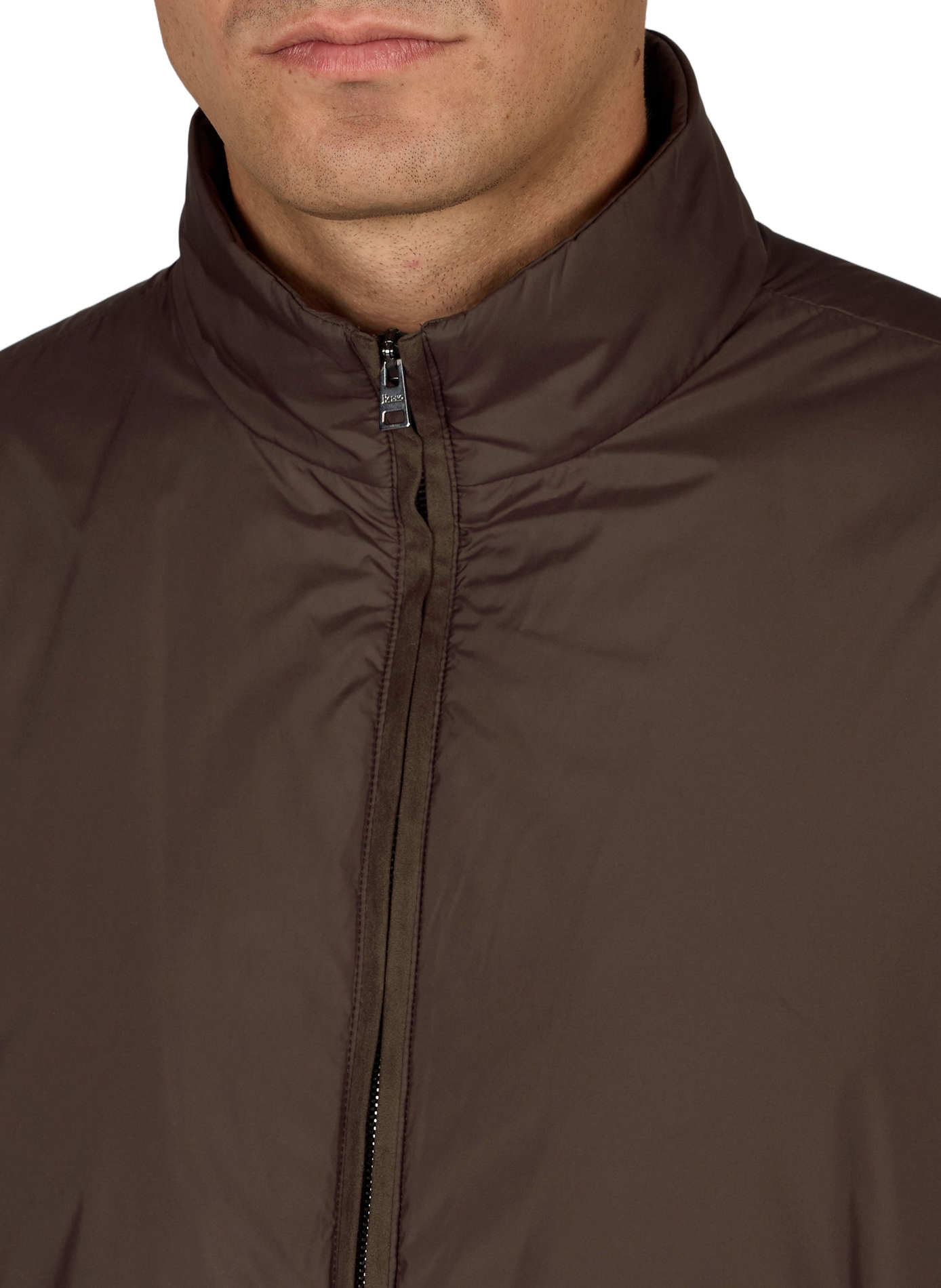 Jacket with high collar and adjustable hem HERNO Brown