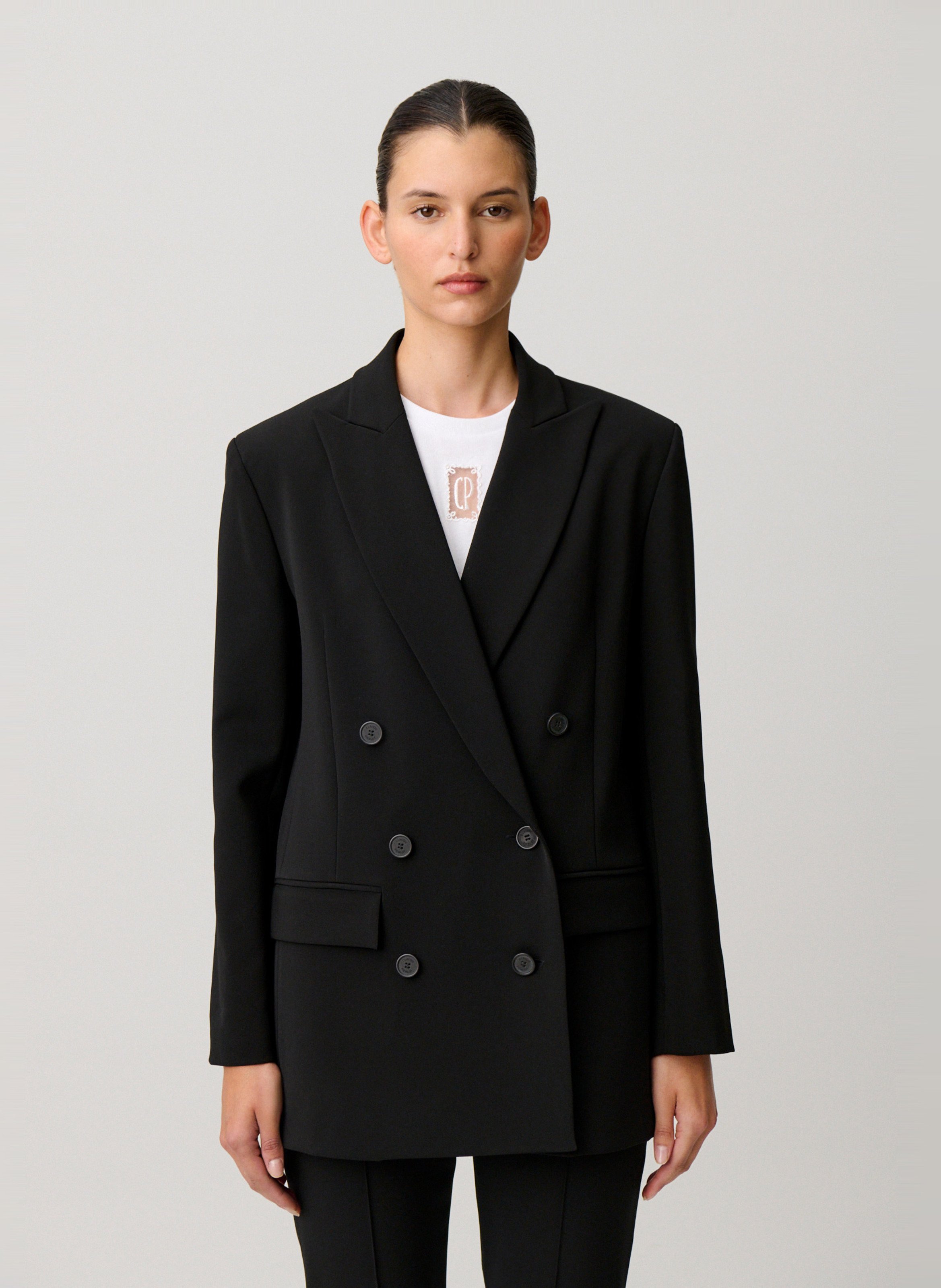 Veste tailleur droite à boutonnage croisé CLAUDIE PIERLOT Noir