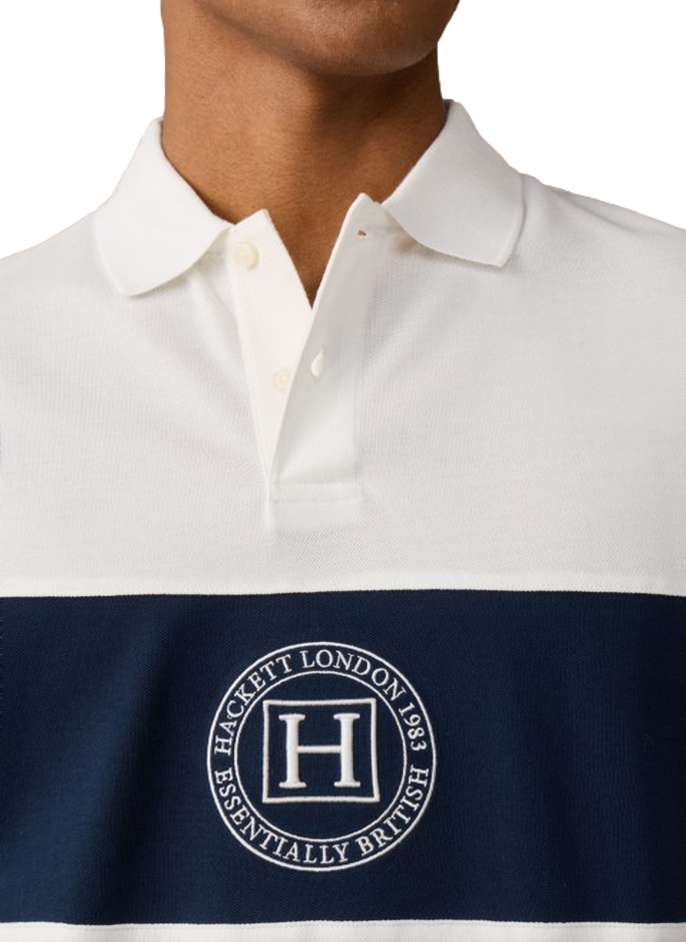 Polo droit à logo en coton HACKETT Blanc