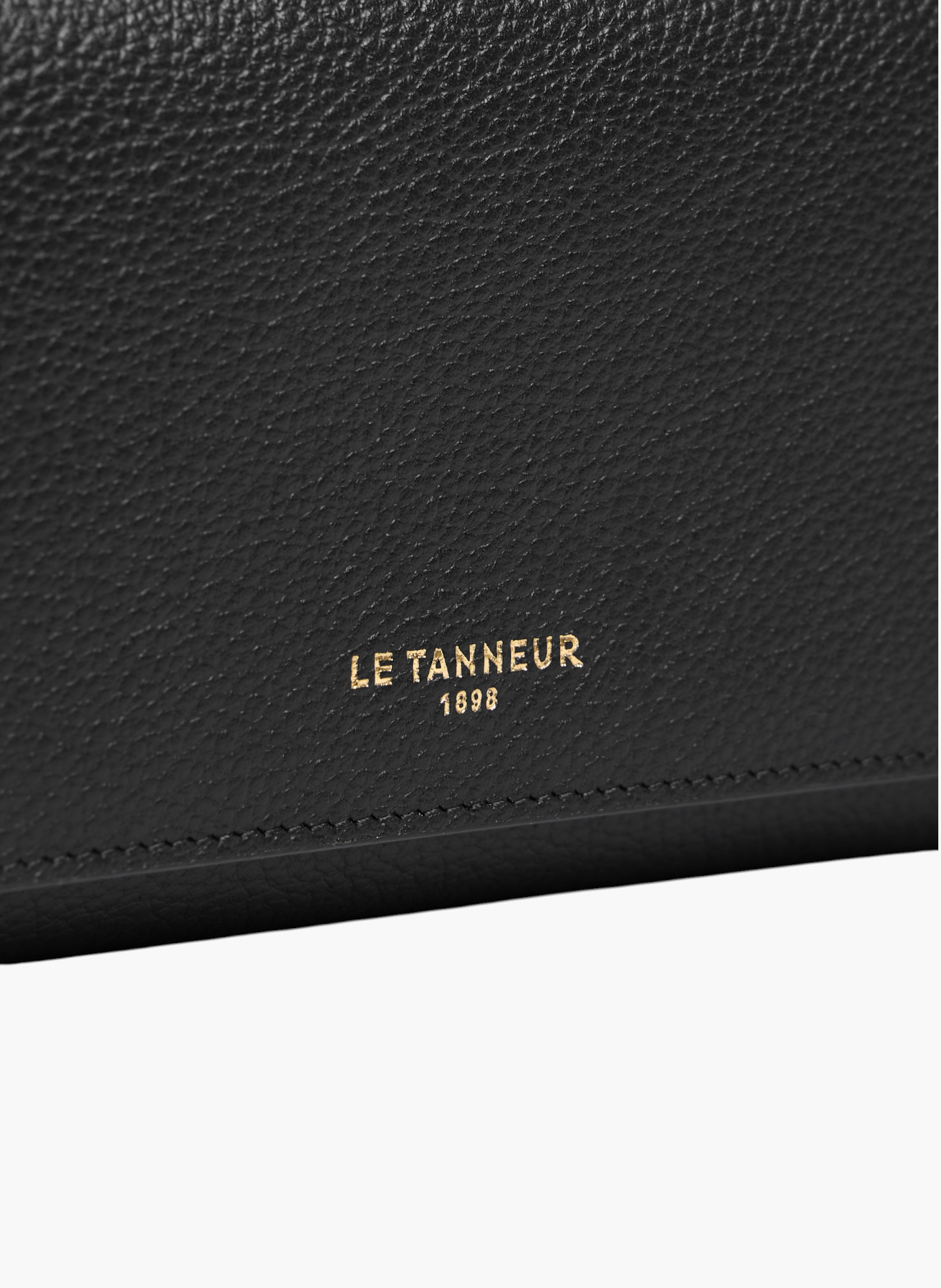 Grand portefeuille à rabat louison en cuir grainé LE TANNEUR Noir
