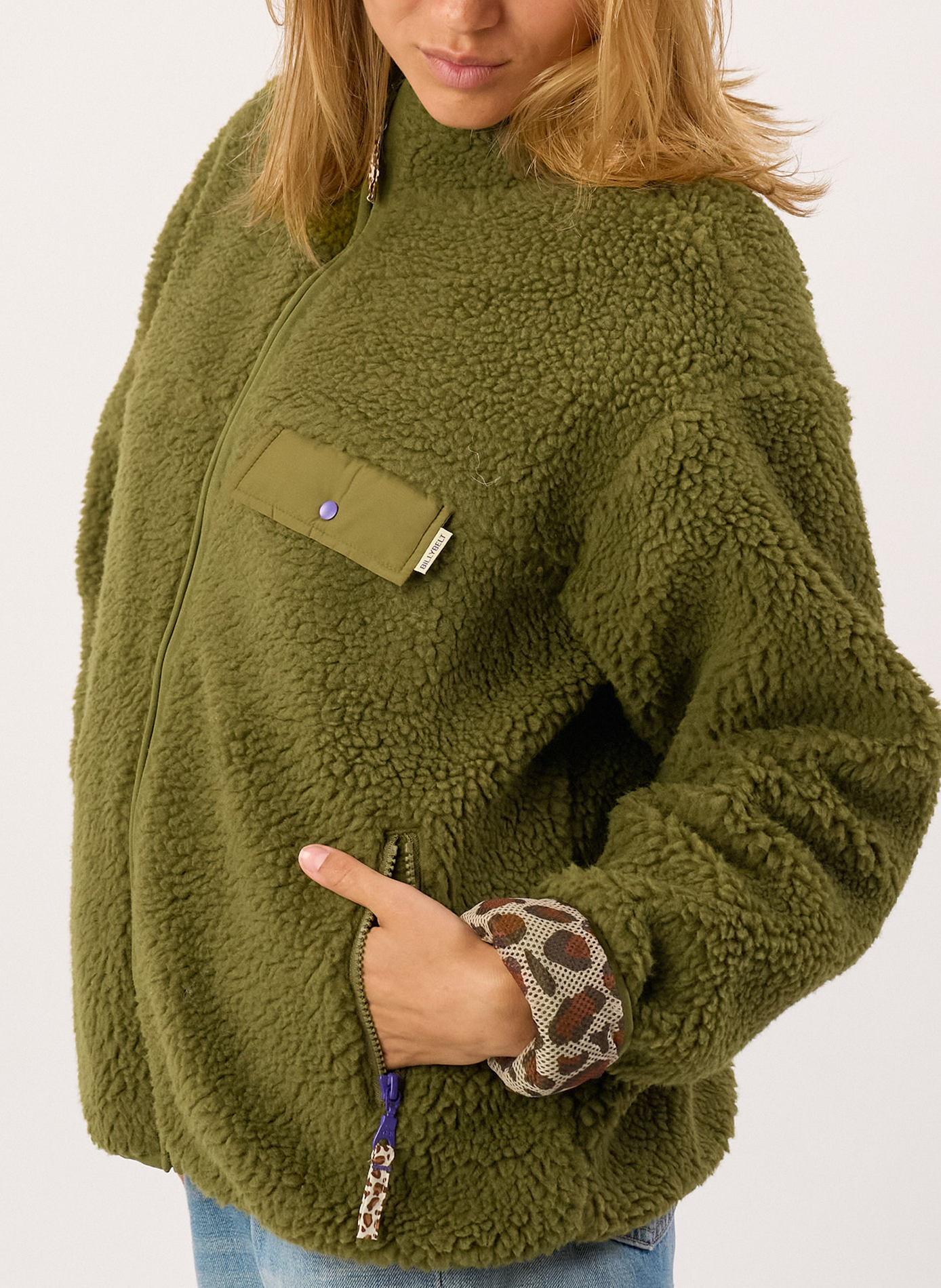 Veste sherpa zippée manches longues BILLYBELT Vert