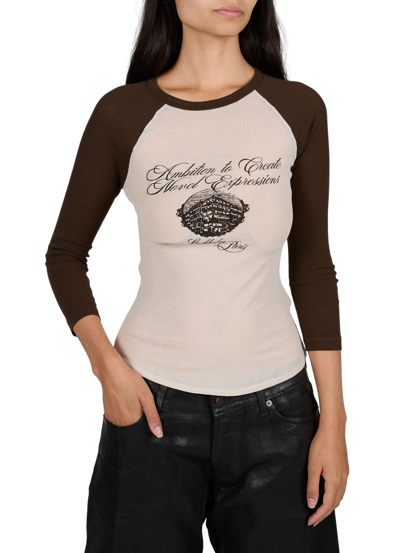 Eng anliegendes bedrucktes T-Shirt aus Baumwolle ACNE STUDIOS Beige