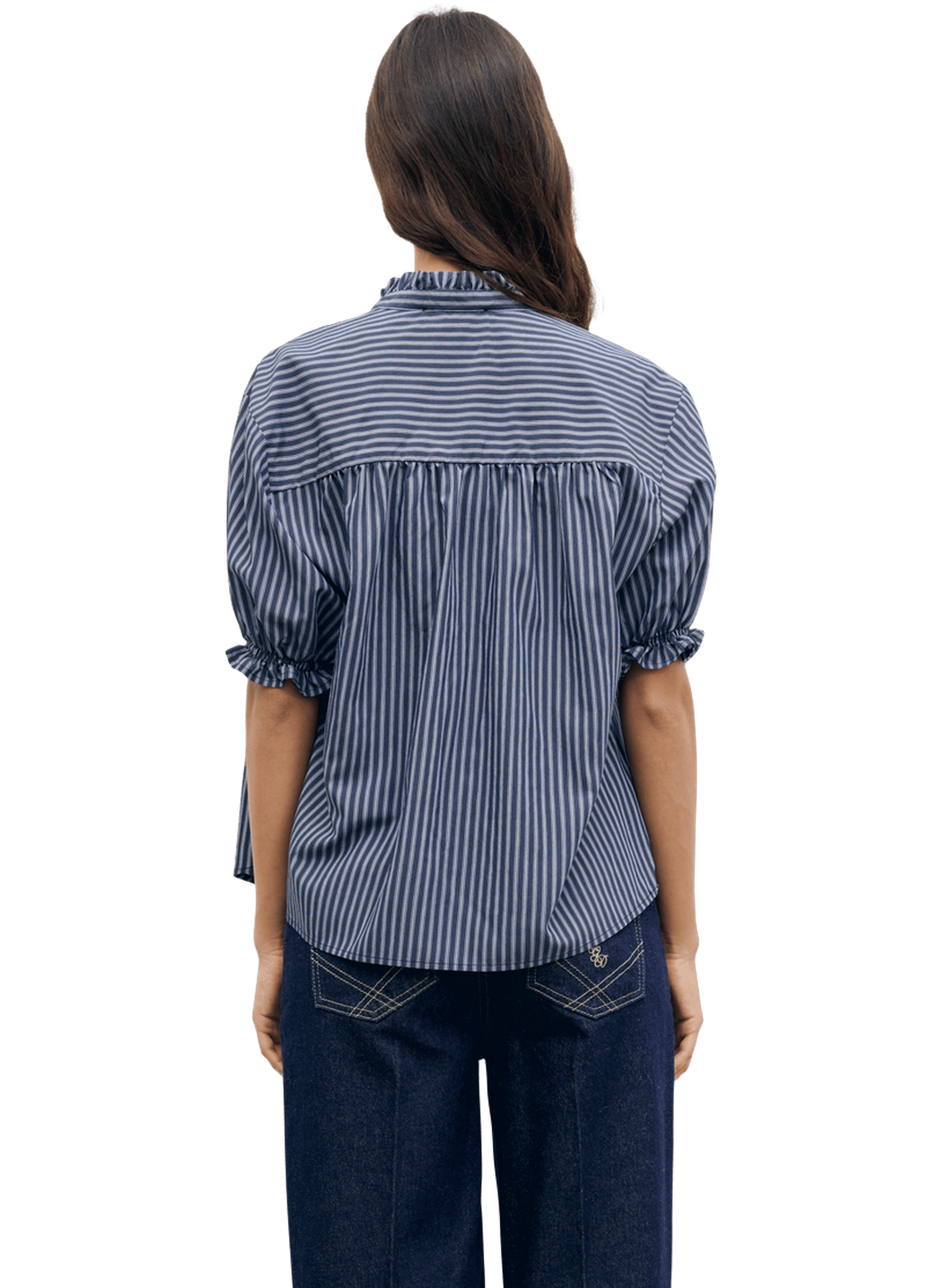 Blouse rayée à volants - louann GERARD DAREL Bleu