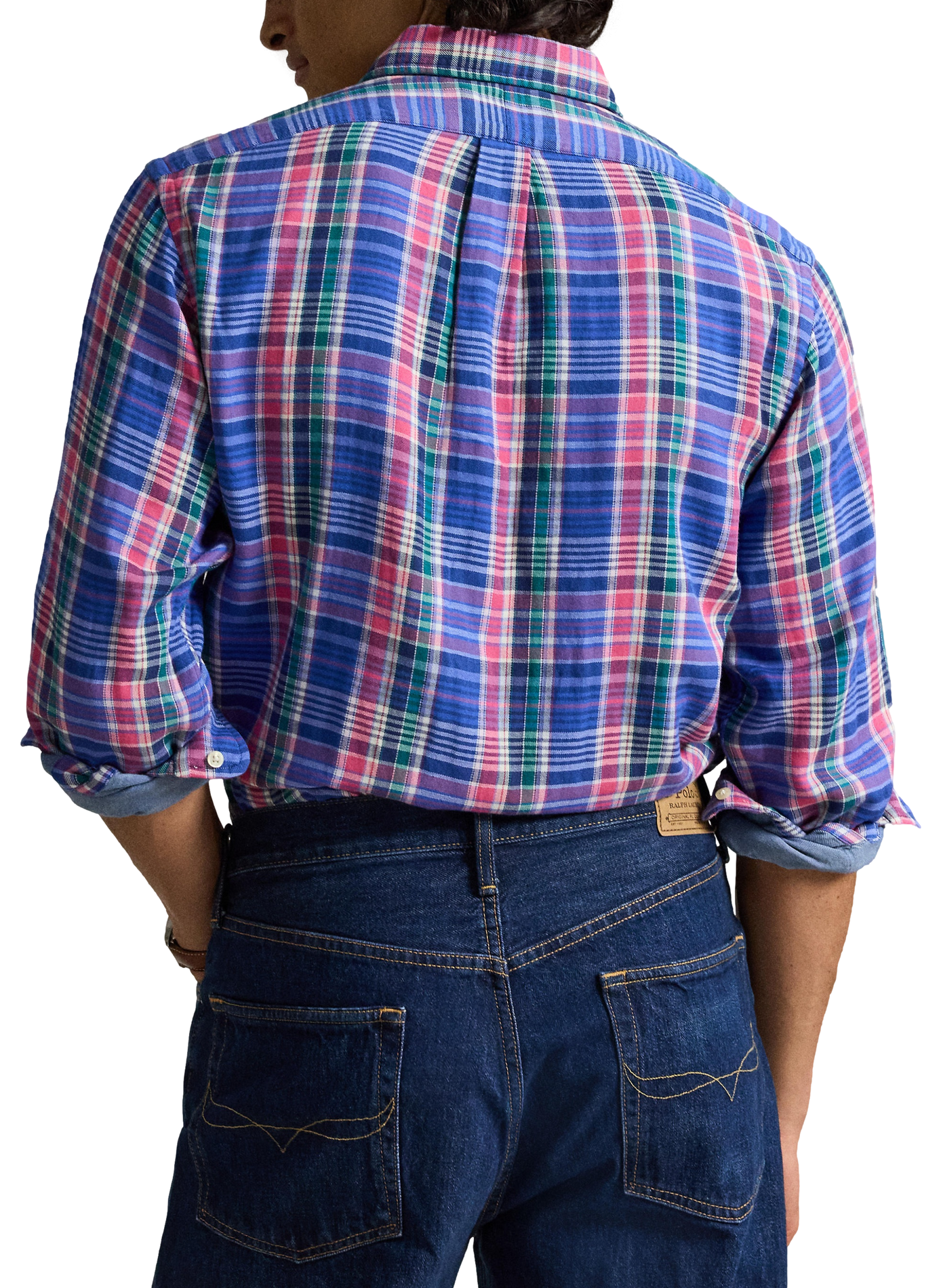 Chemise droite col classique à carreaux en coton POLO RALPH LAUREN Bleu