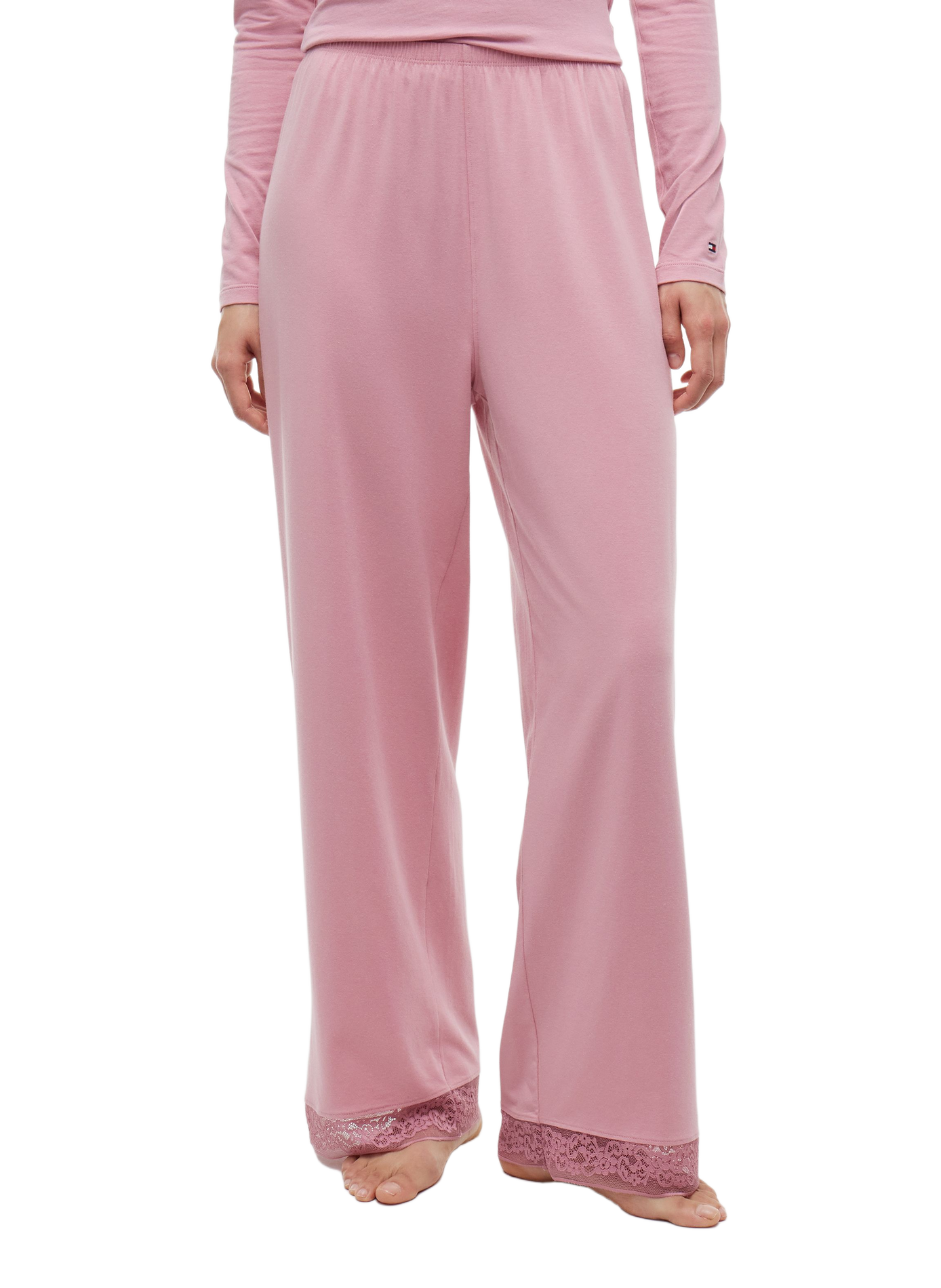 Plain fluid straight-leg elasticated trousers TOMMY HILFIGER Pink