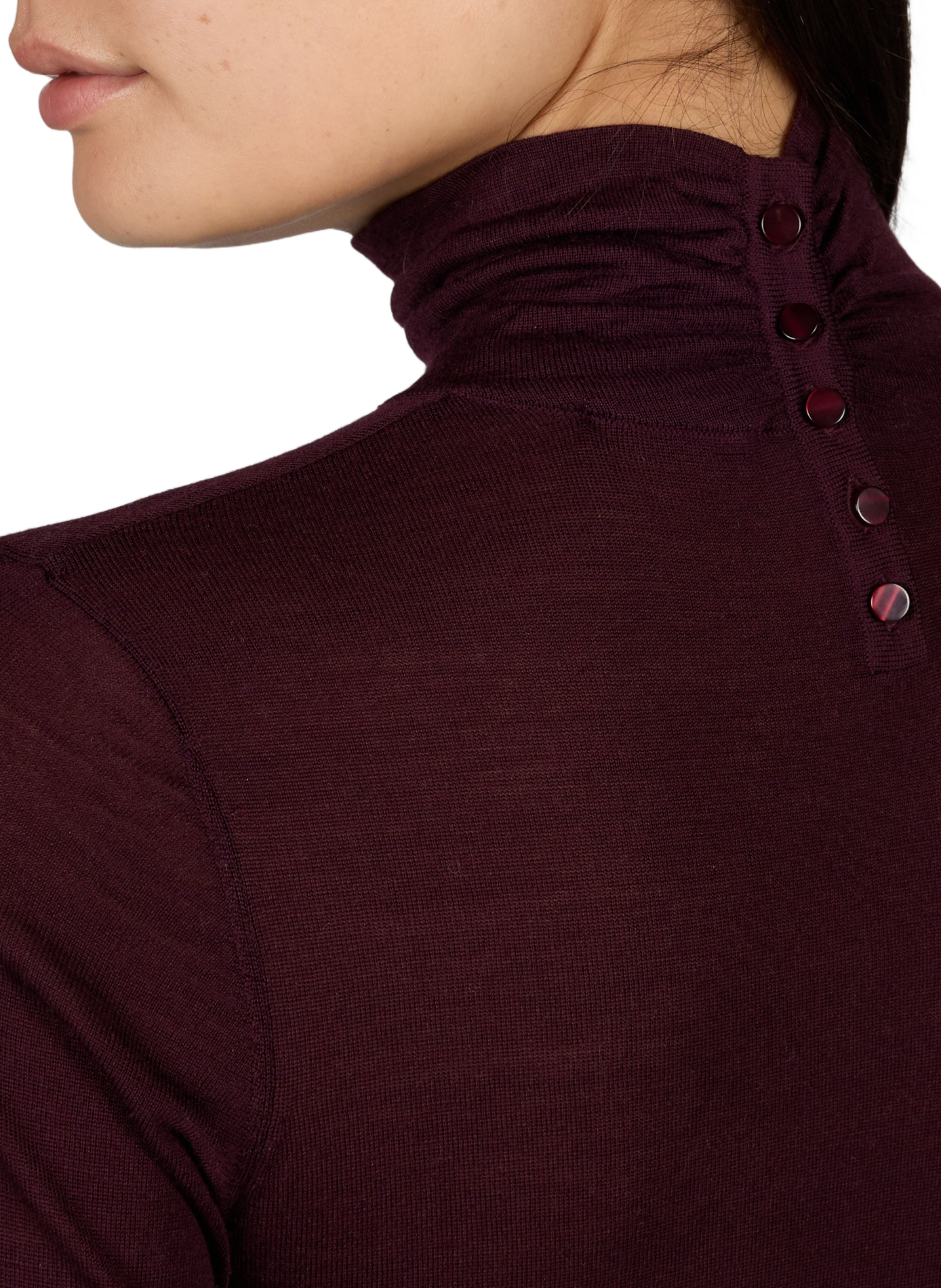Straight Merino wool high neck sweater PETITE MENDIGOTE Purple