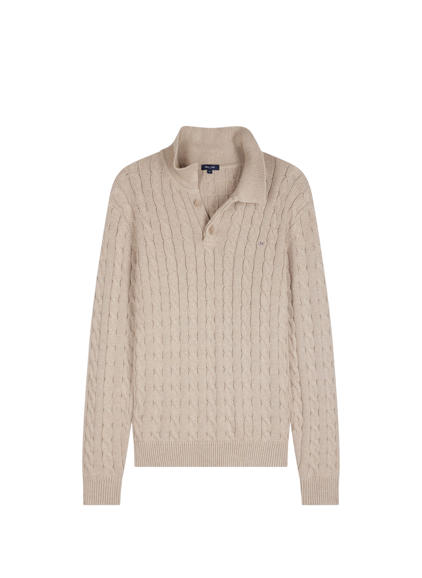Pull col polo en coton EDEN PARK Beige
