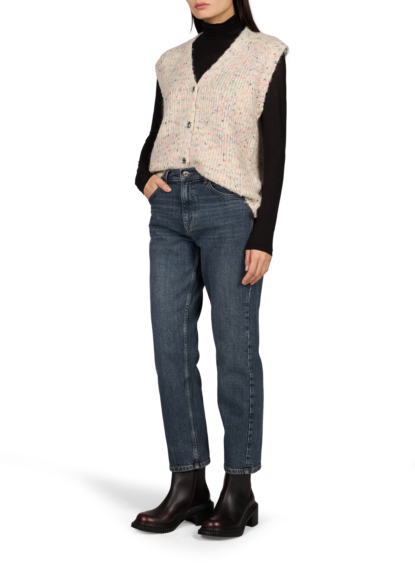 Jean droit Tskarla en coton mélangé TOPSHOP Bleu
