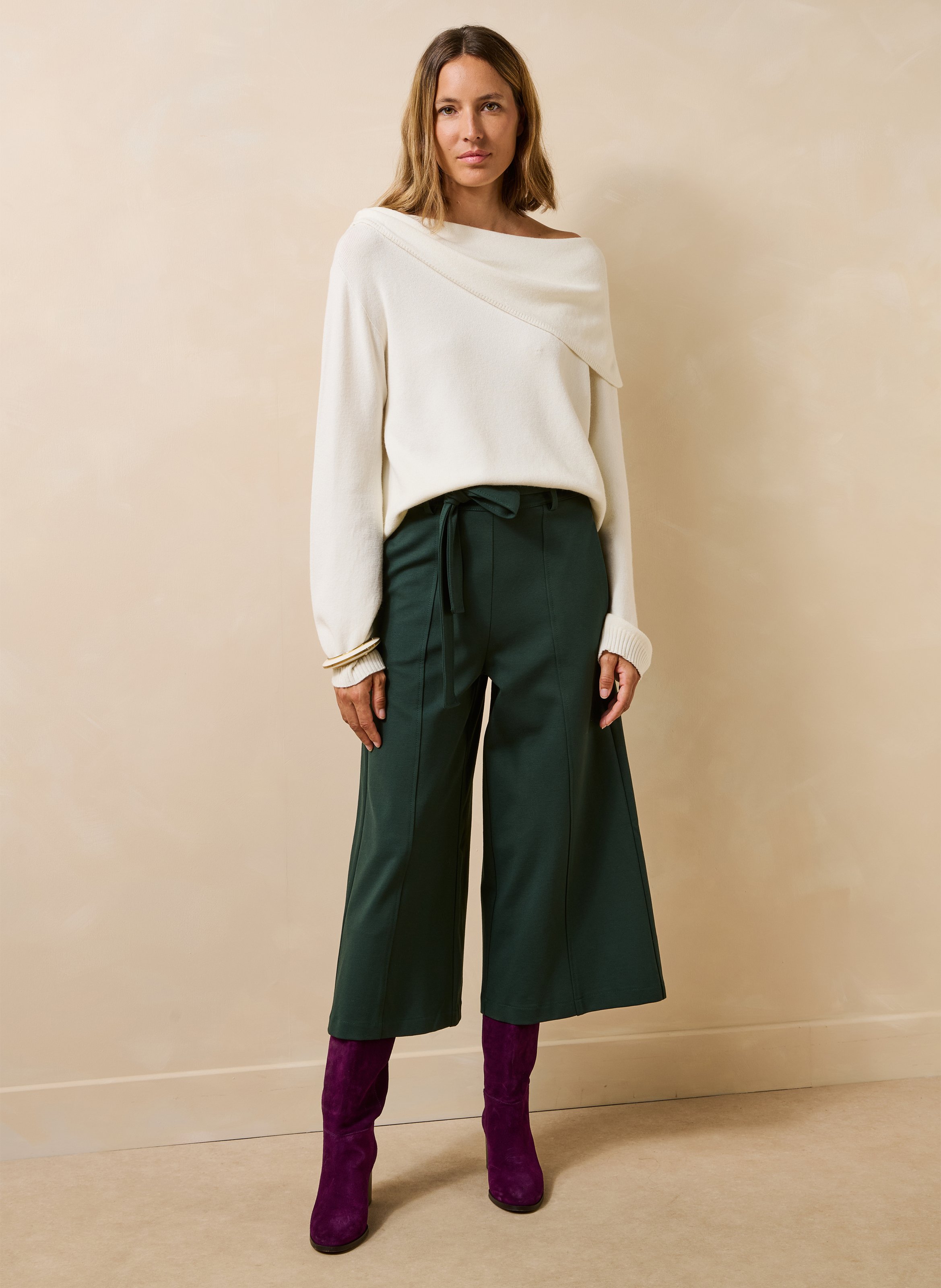 Oversized trui met gedrapeerde halslijn LA FEE MARABOUTEE Wit