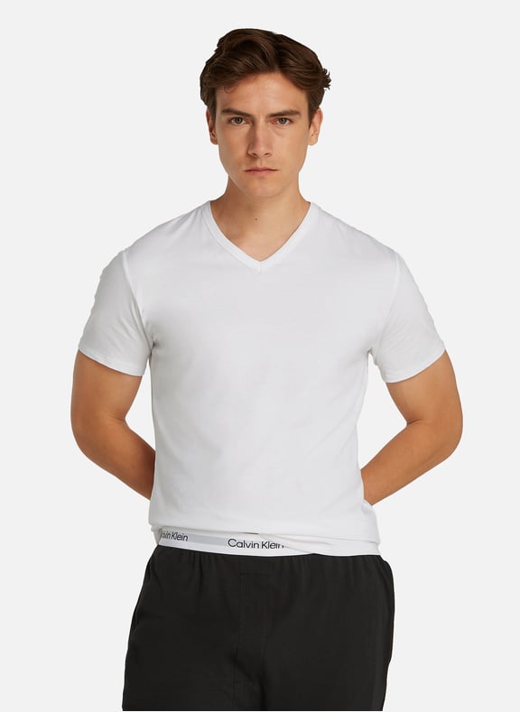 Set of 3 V-neck indoor t-shirts White by CALVIN KLEIN CALVIN KLEIN Set of 3 V-neck indoor t-shirts White