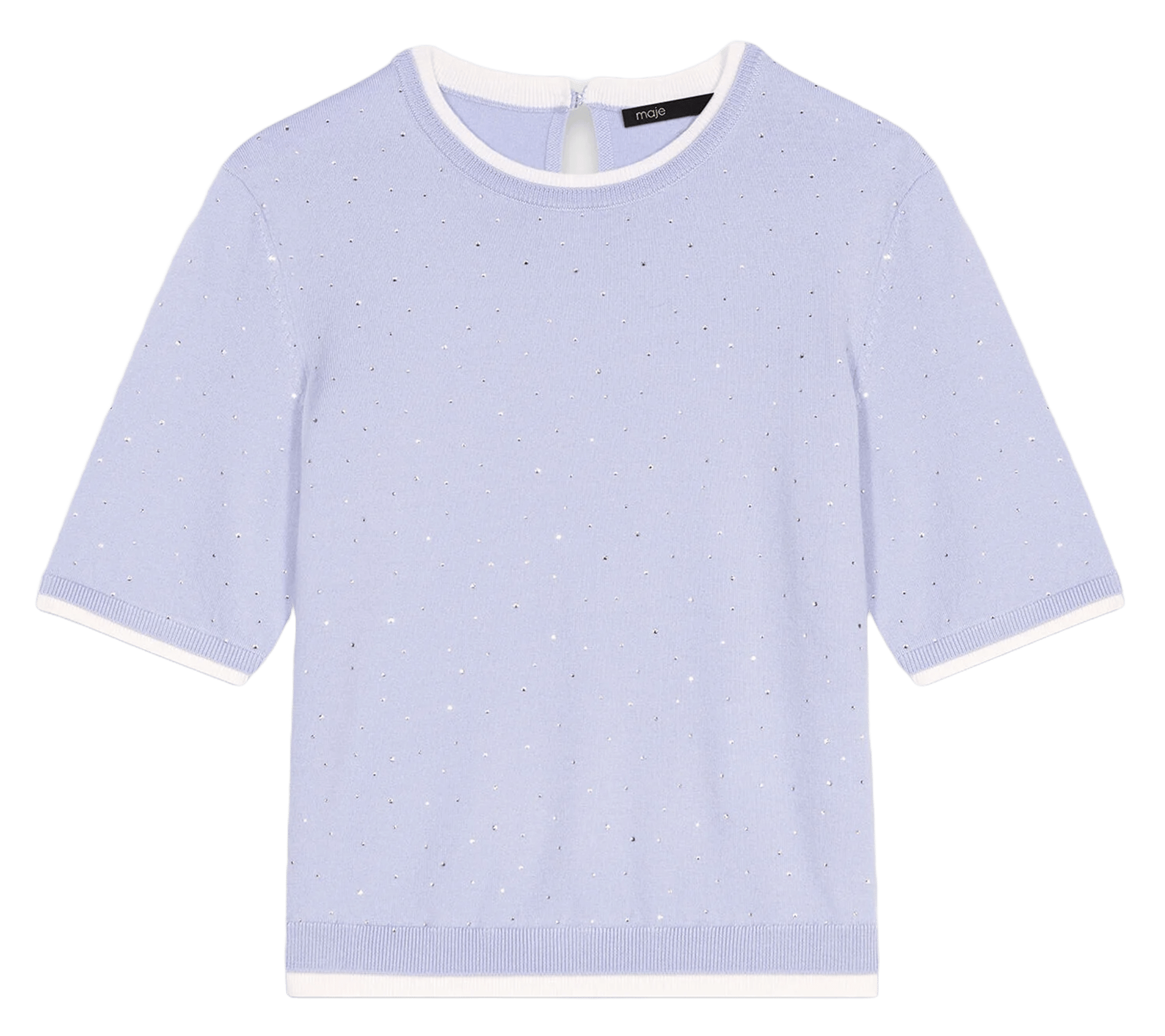 Pull col rond en laine mélangée Bleu