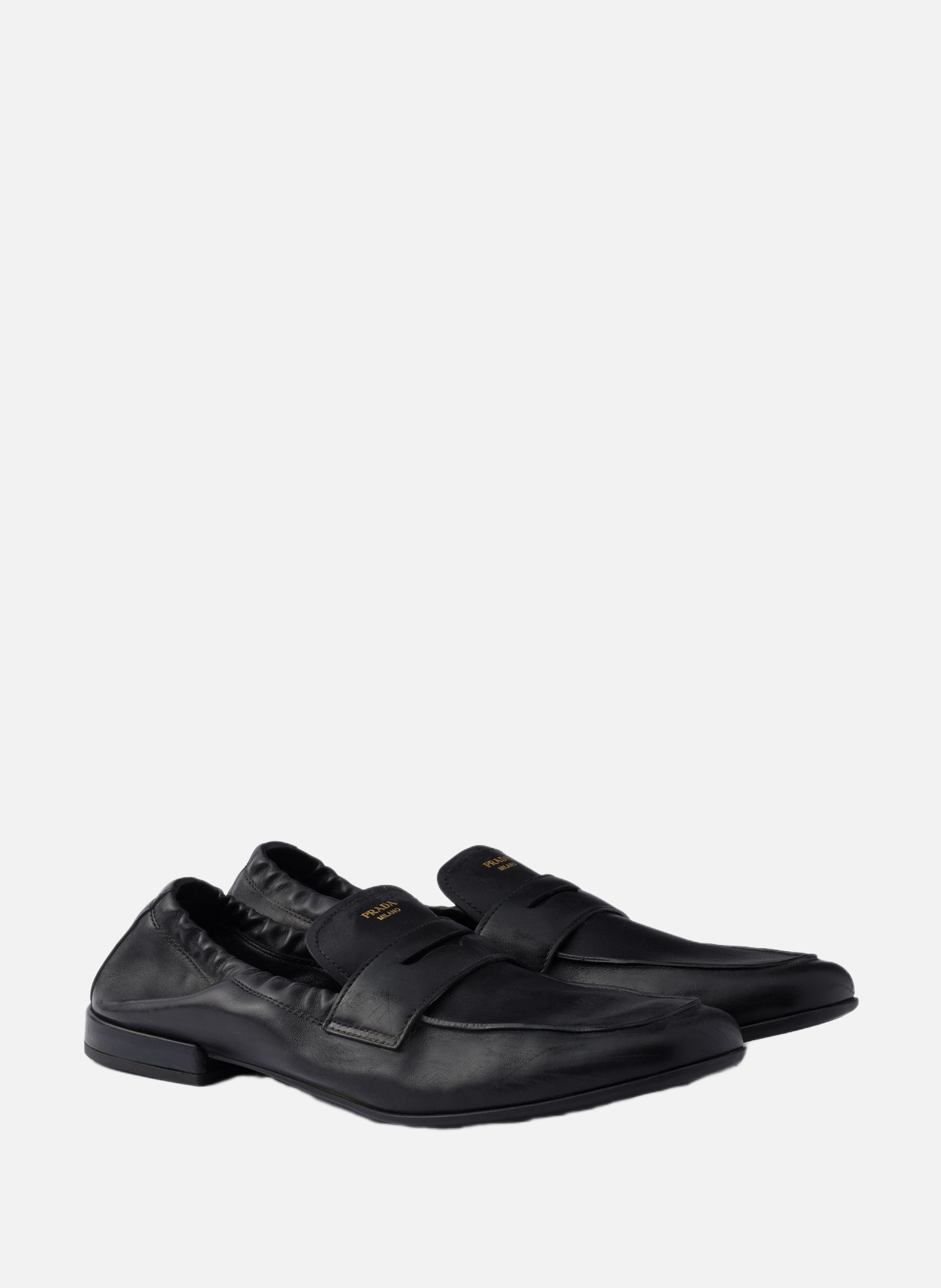 Mocassins shuffle en cuir effet vieilli PRADA Noir