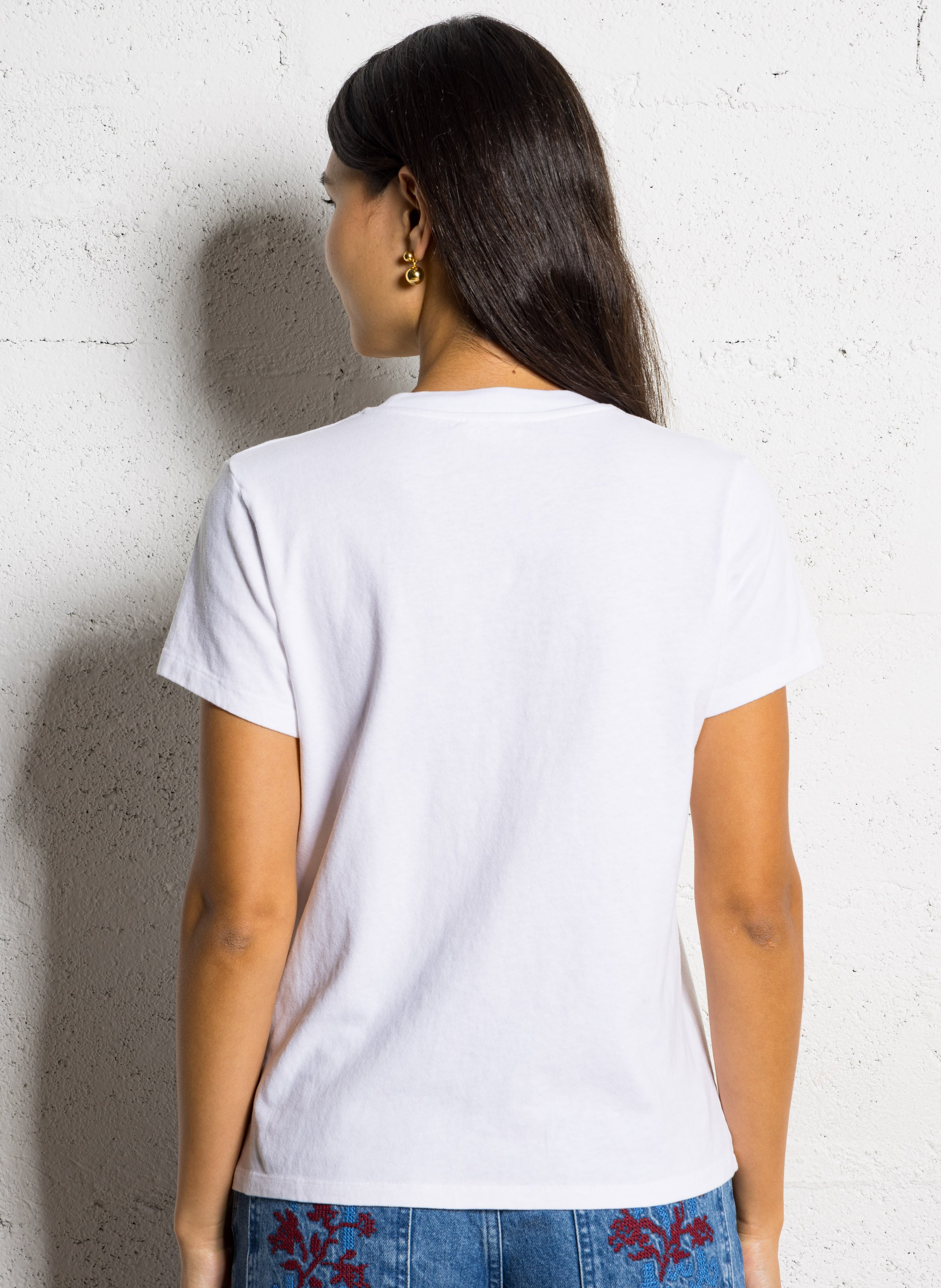 Tee-shirt droit col rond en coton ykobow AMERICAN VINTAGE Blanc