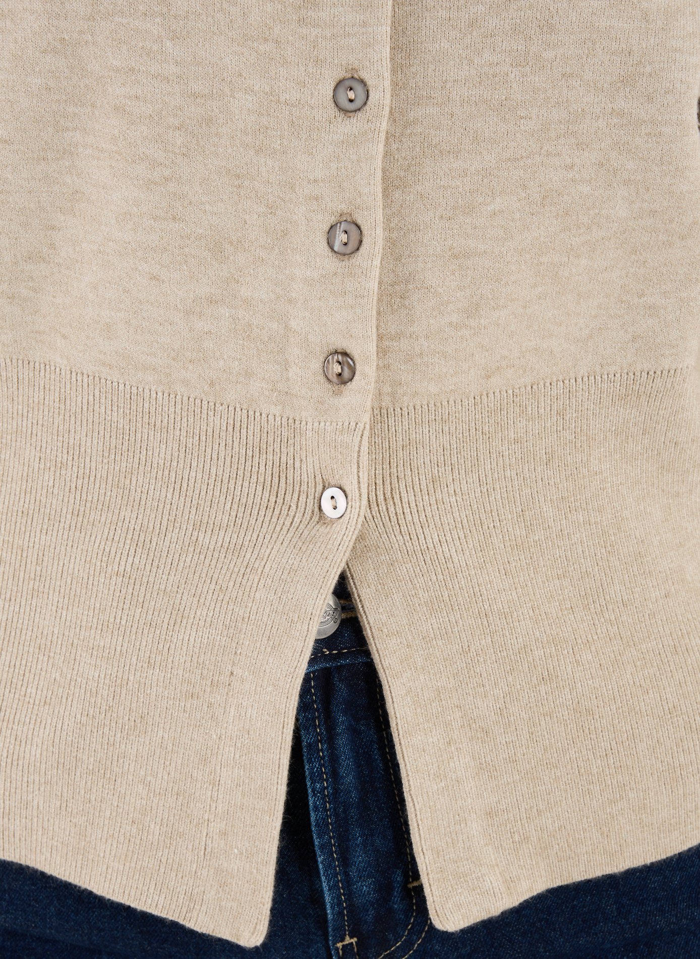 Cardigan cintré encolure V TOPSHOP Beige