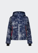 Short printed quilted jacket  Snow angels cosmic print
