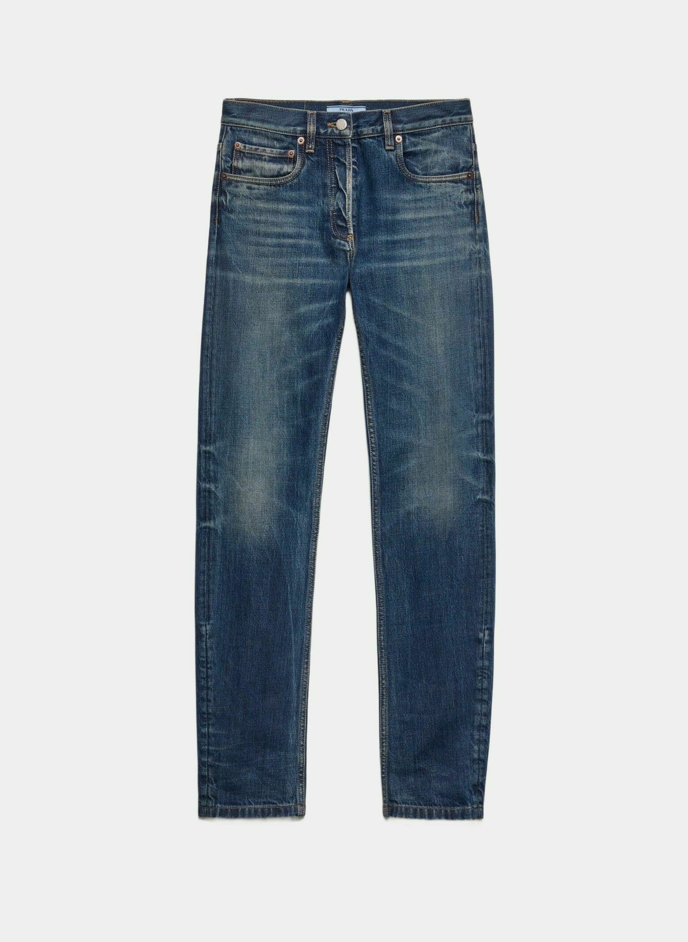 Jean en denim selvedge ajusté PRADA Bleu