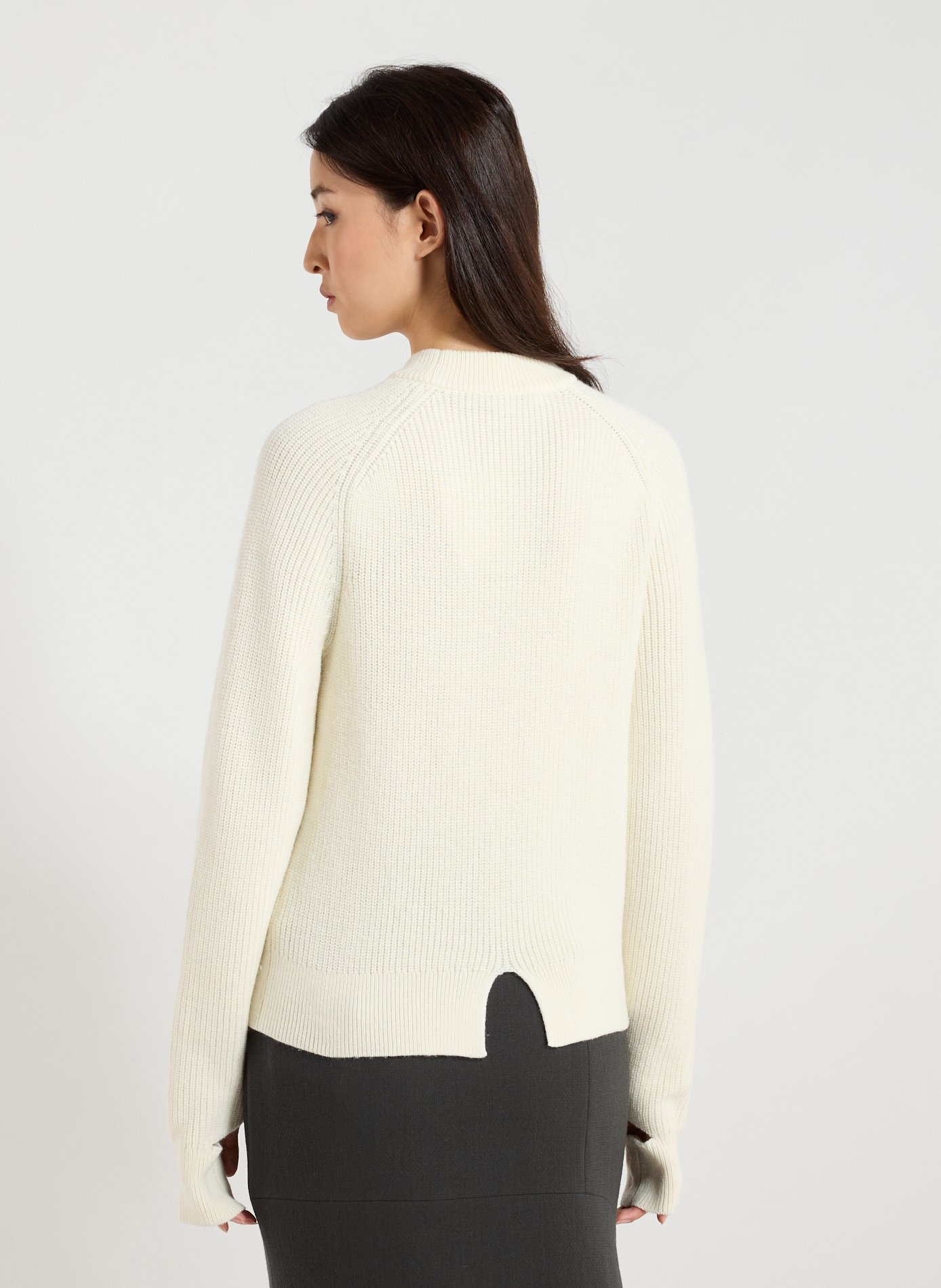 Pull col rond en laine mélangée TIBI Beige