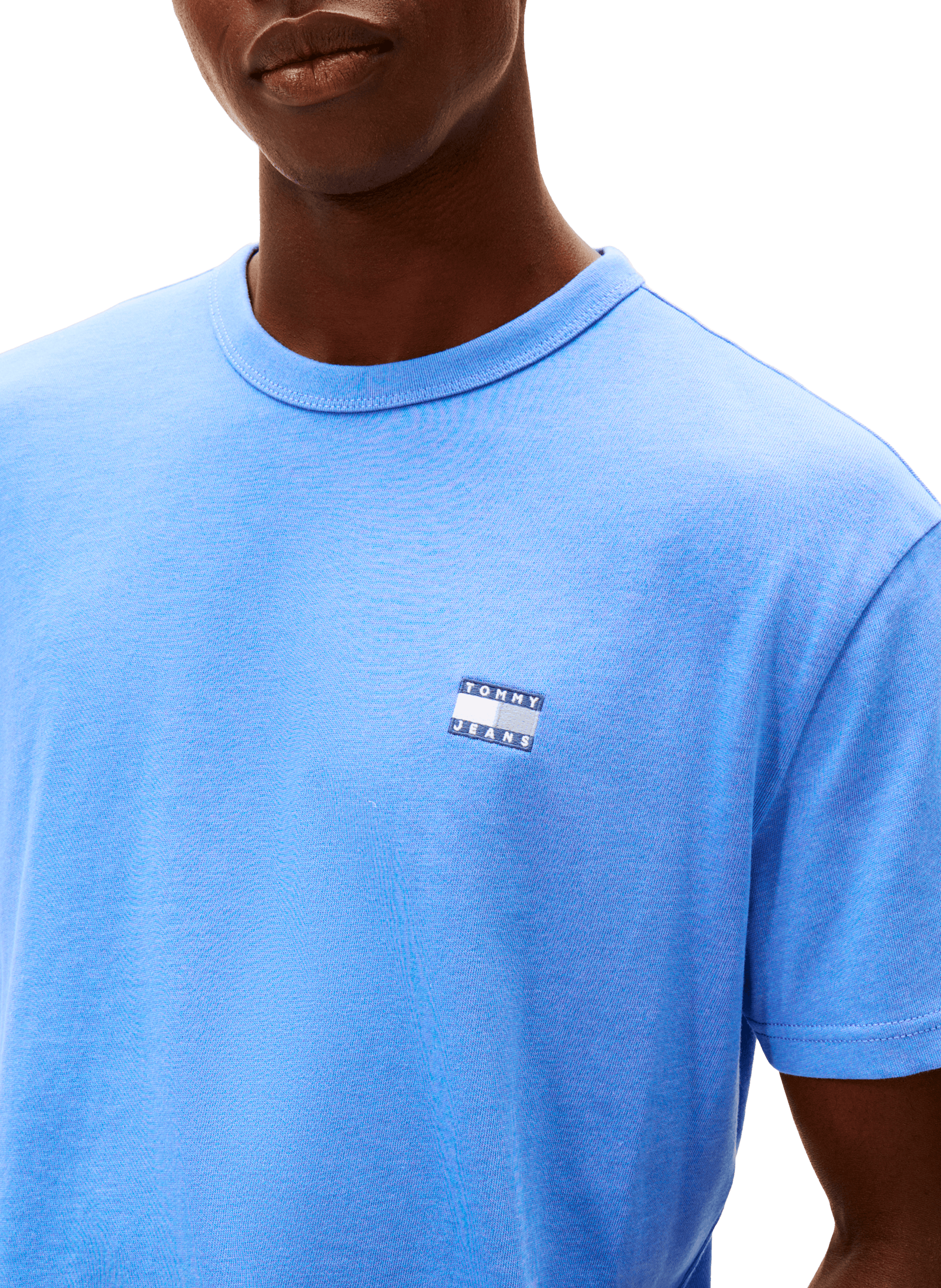 Round neck short sleeve t-shirt with embroidered logo TOMMY HILFIGER Blue