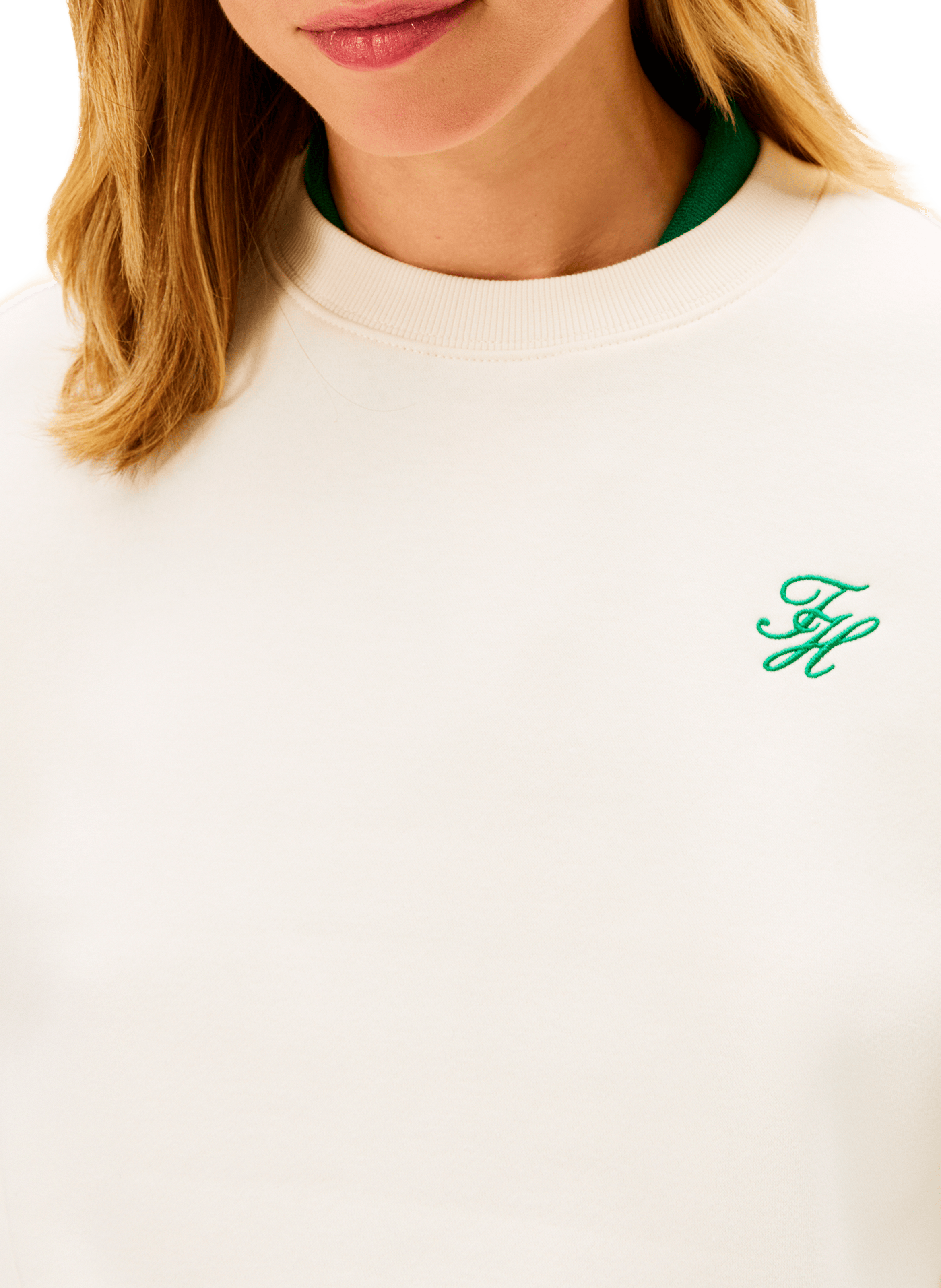 Sweat droit à broderie en coton mélangé TOMMY HILFIGER Beige