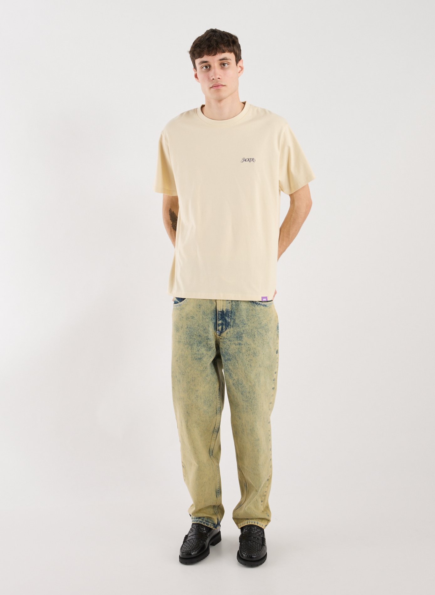 T-Shirt droit manches courtes en coton JACKER. Beige