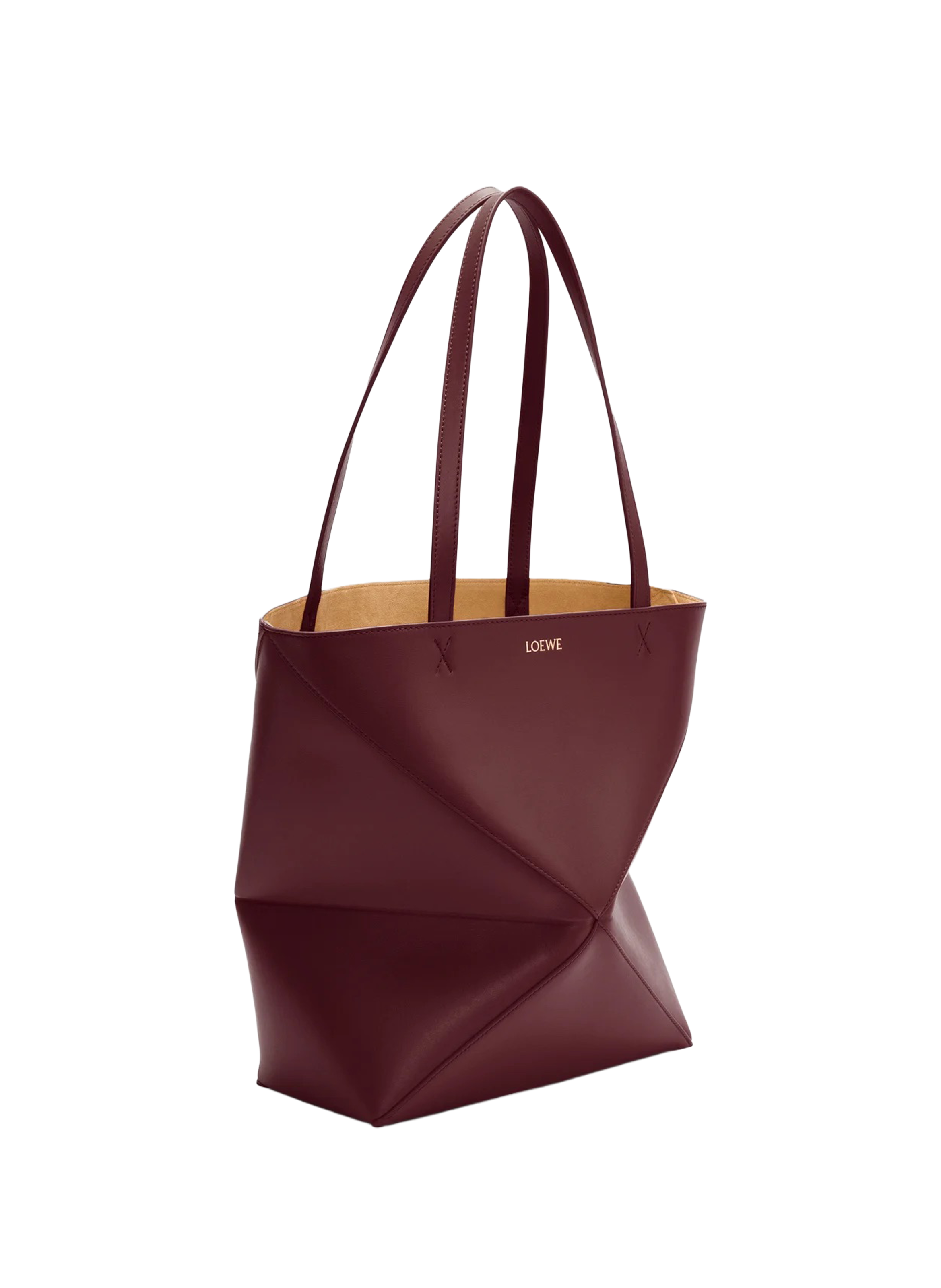 Medium Puzzle Fold leather tote in shiny calfskin LOEWE Red