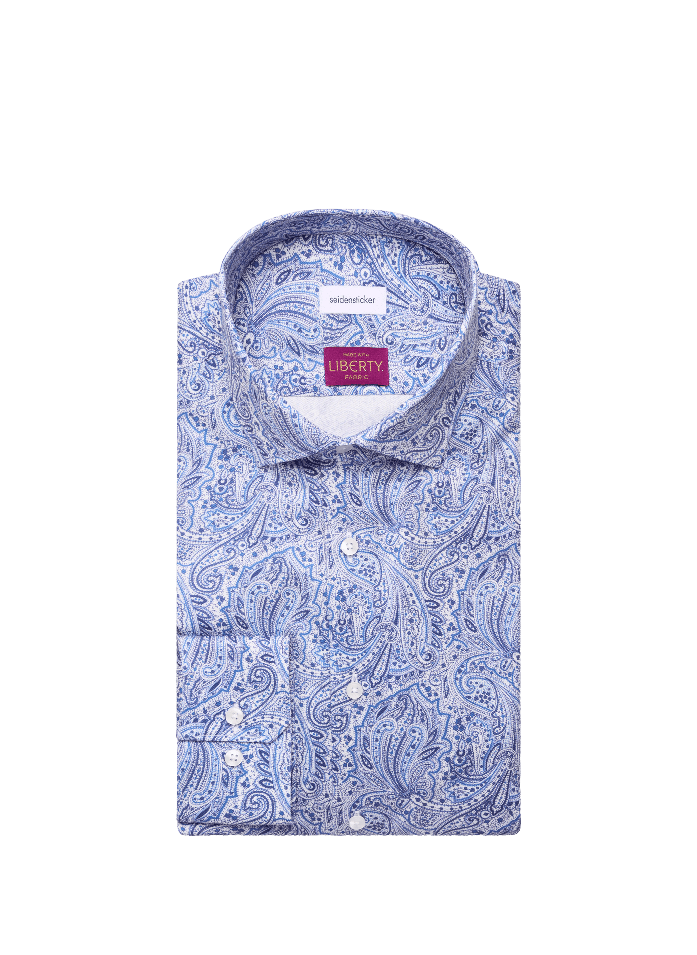 Chemise imprimée en soie et lin SEIDENSTICKER Bleu