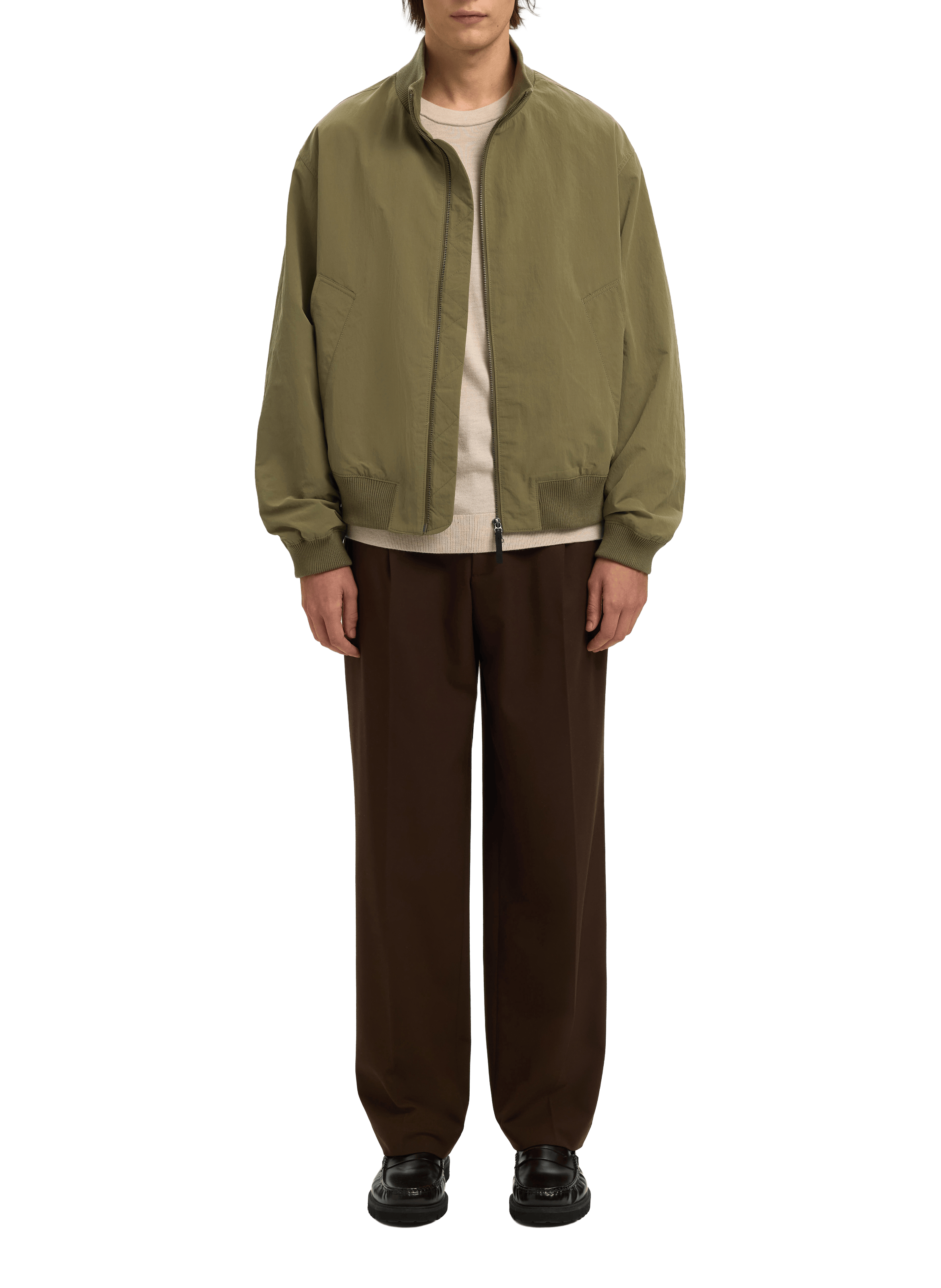 Solid high-neck jacket SELECTED Green