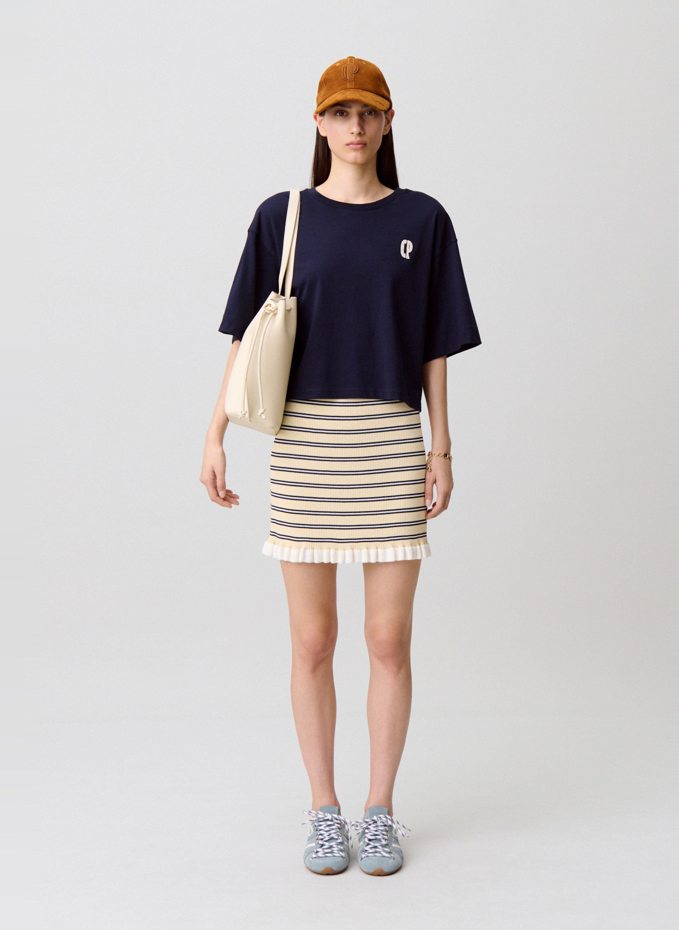 Tee-shirt col rond en coton CLAUDIE PIERLOT Bleu