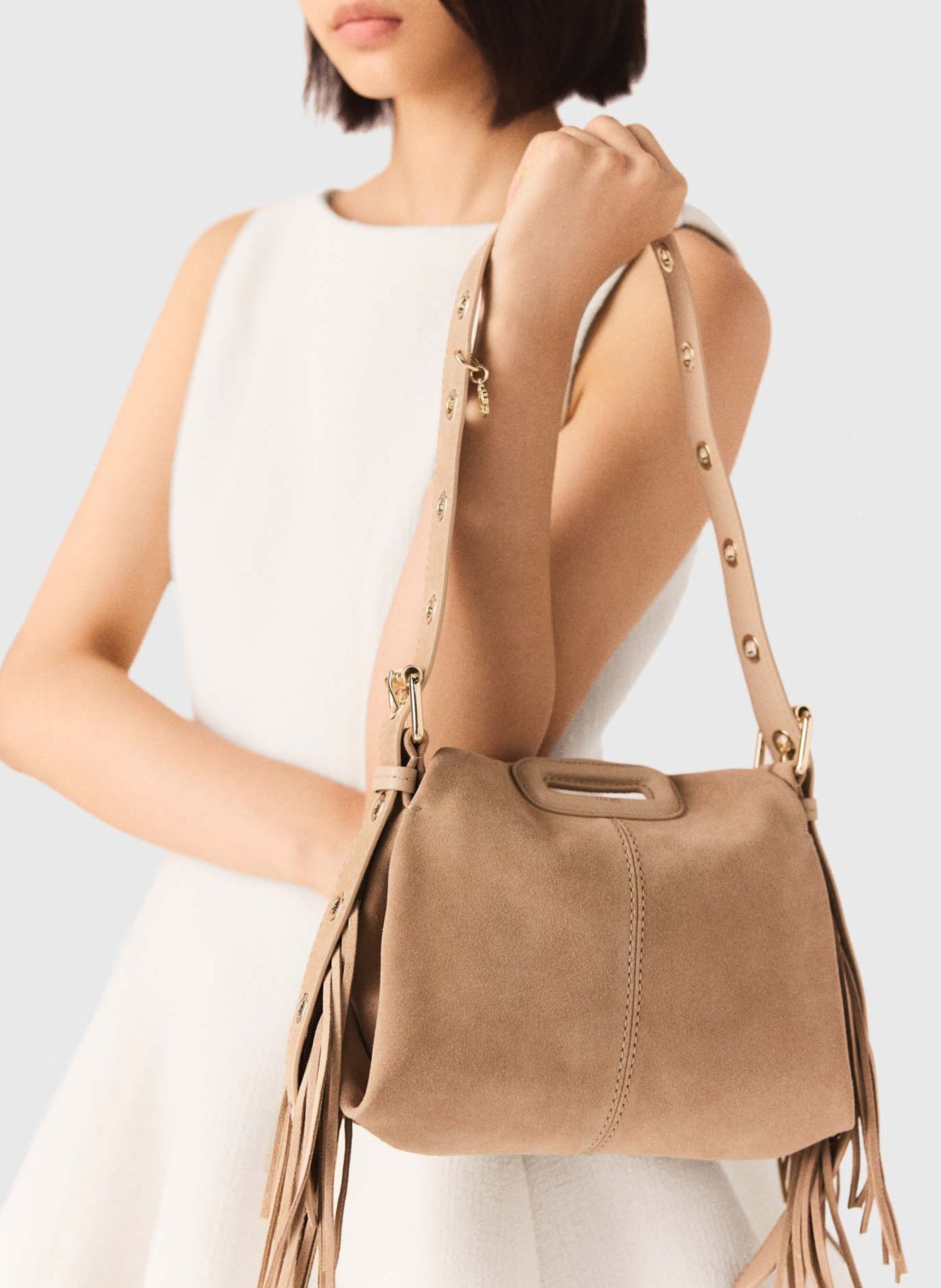 Sac bandoulière en cuir miss m mini MAJE Marron