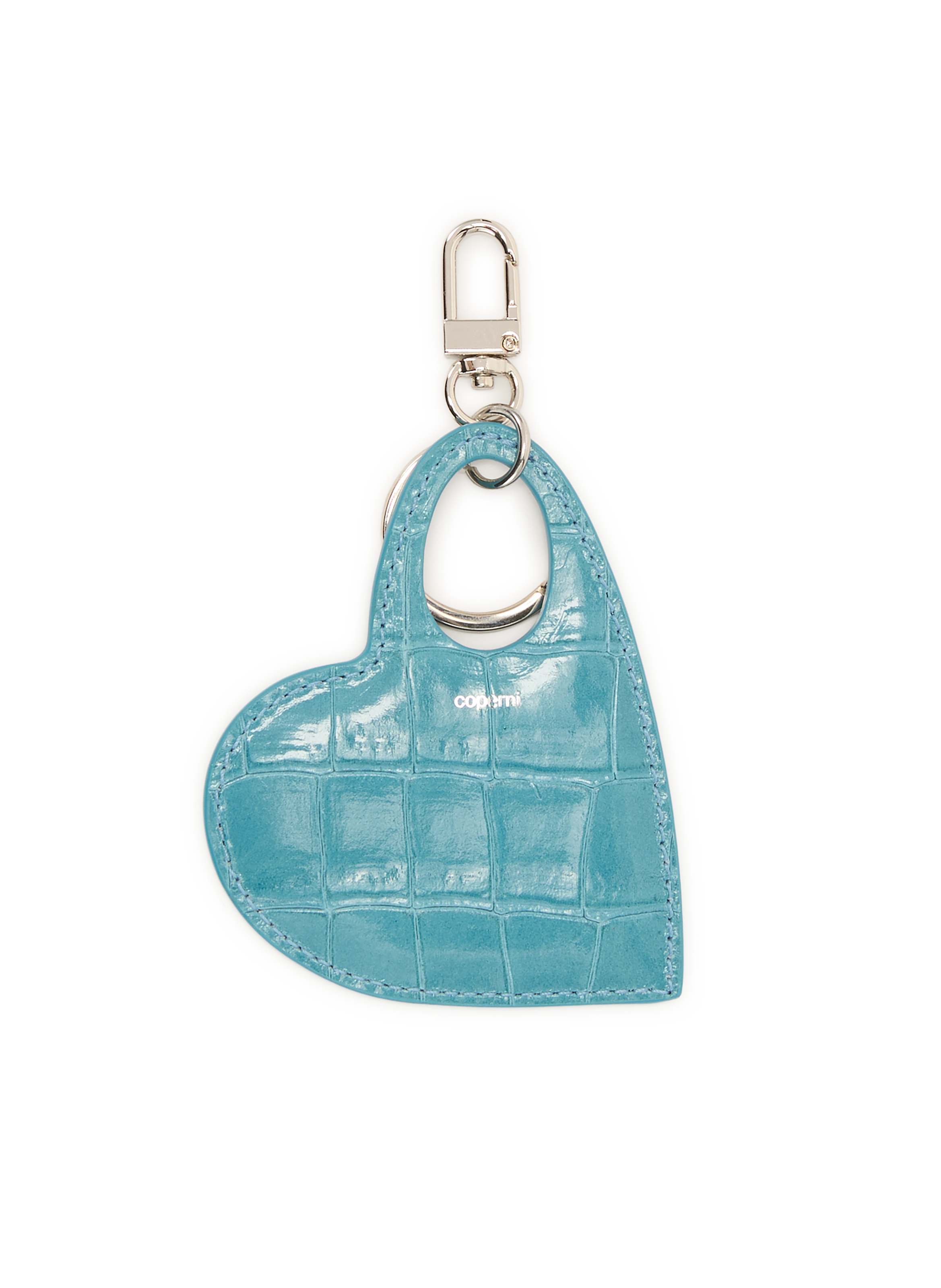 Embossed crocodile leather keychain COPERNI Blue