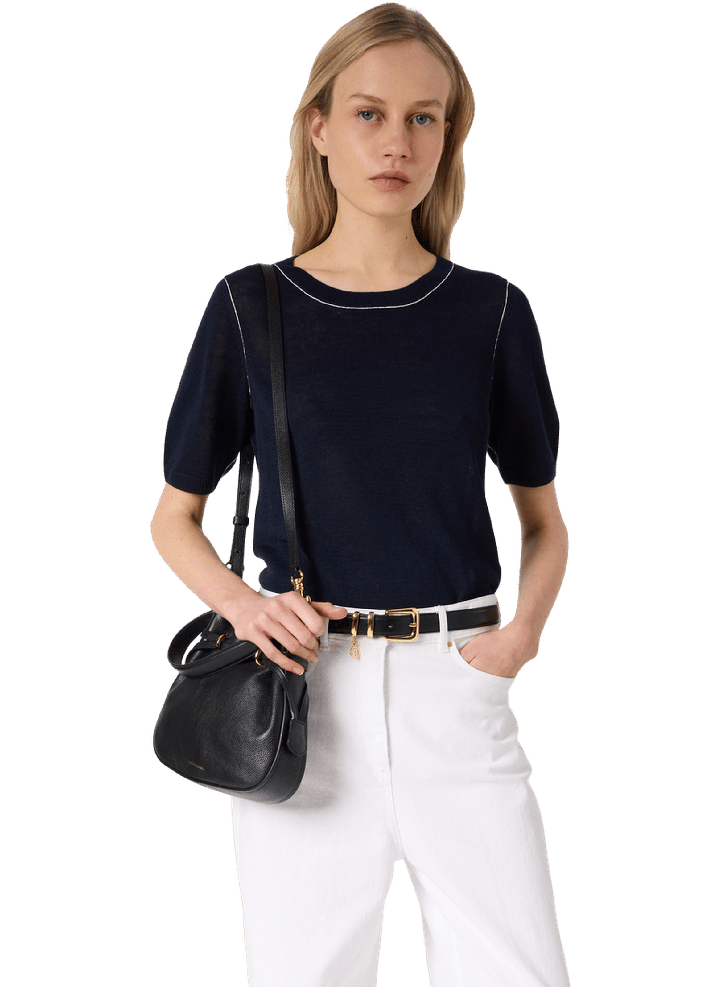 Pull à col rond en lin mélangé - loumia GERARD DAREL Bleu