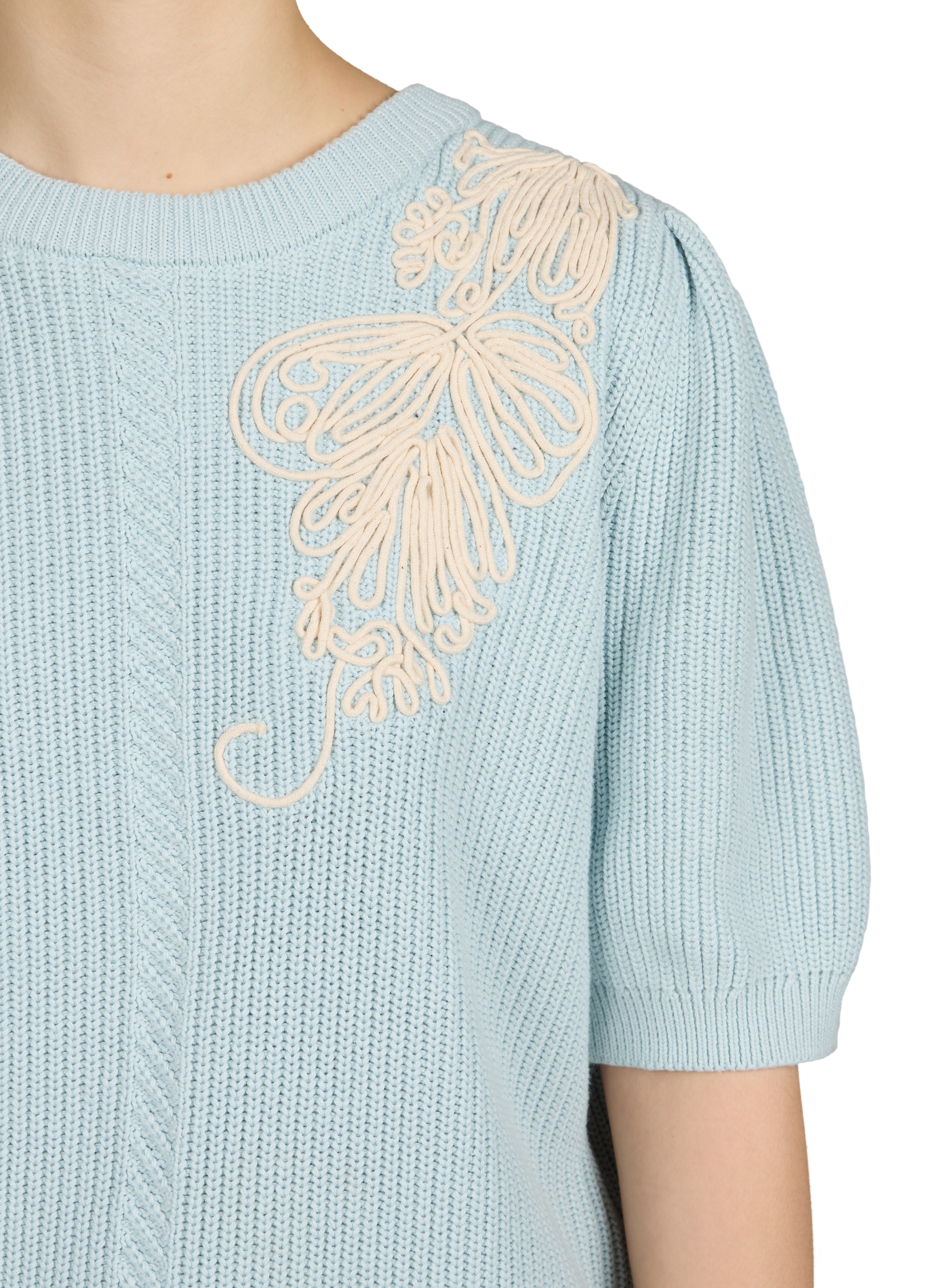 Pull à manches courtes en coton OBJECT Bleu