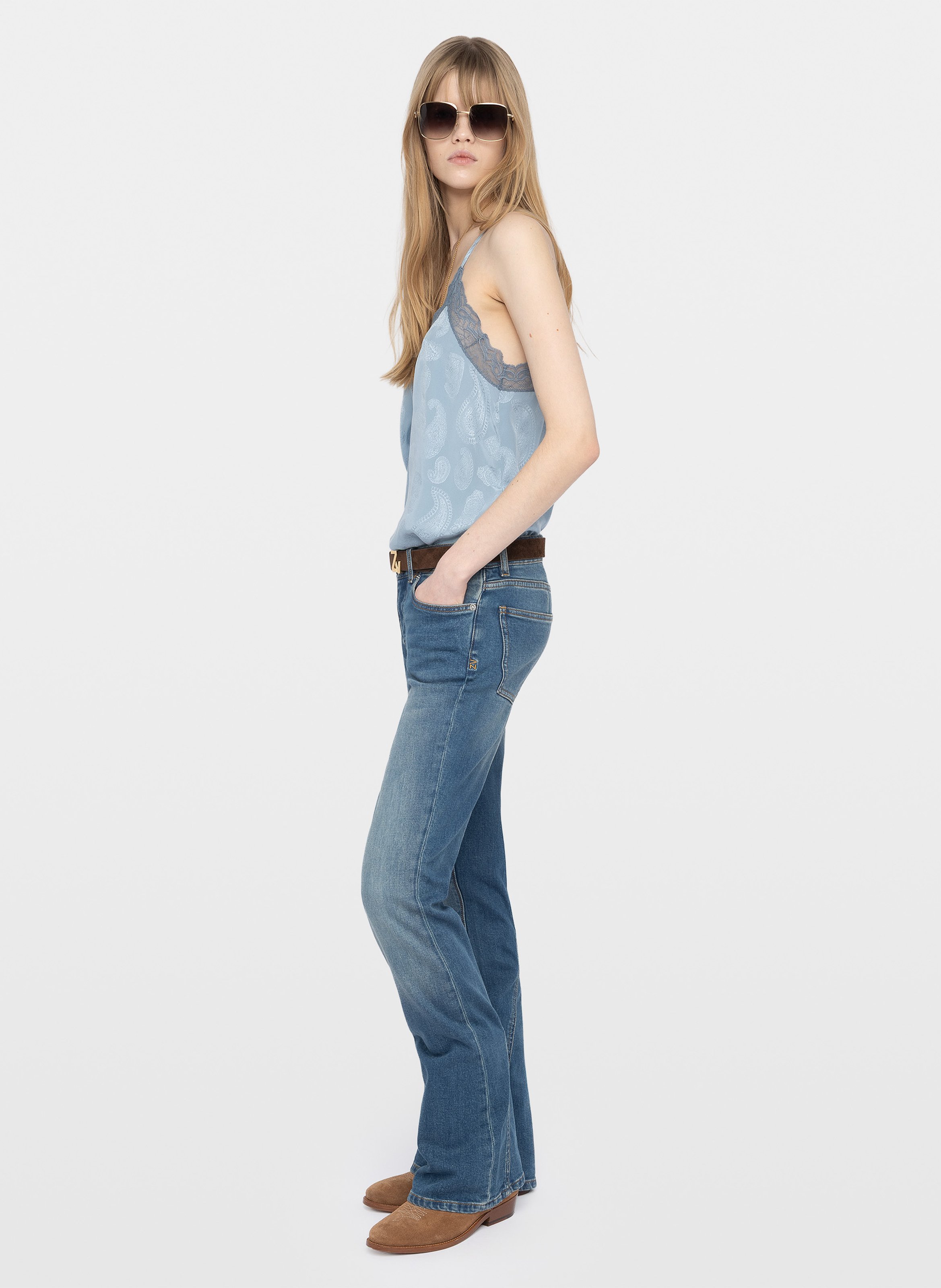 Caraco imprimé col v en soie christy ZADIG&VOLTAIRE Bleu