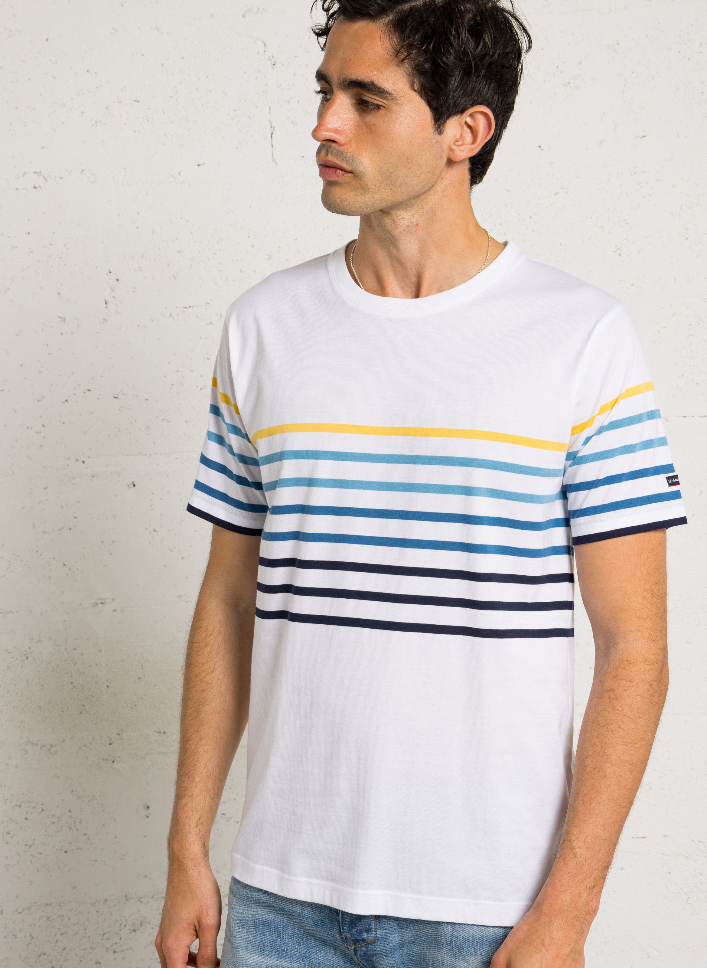 Tee-shirt droit col rond en coton ARMOR-LUX Blanc