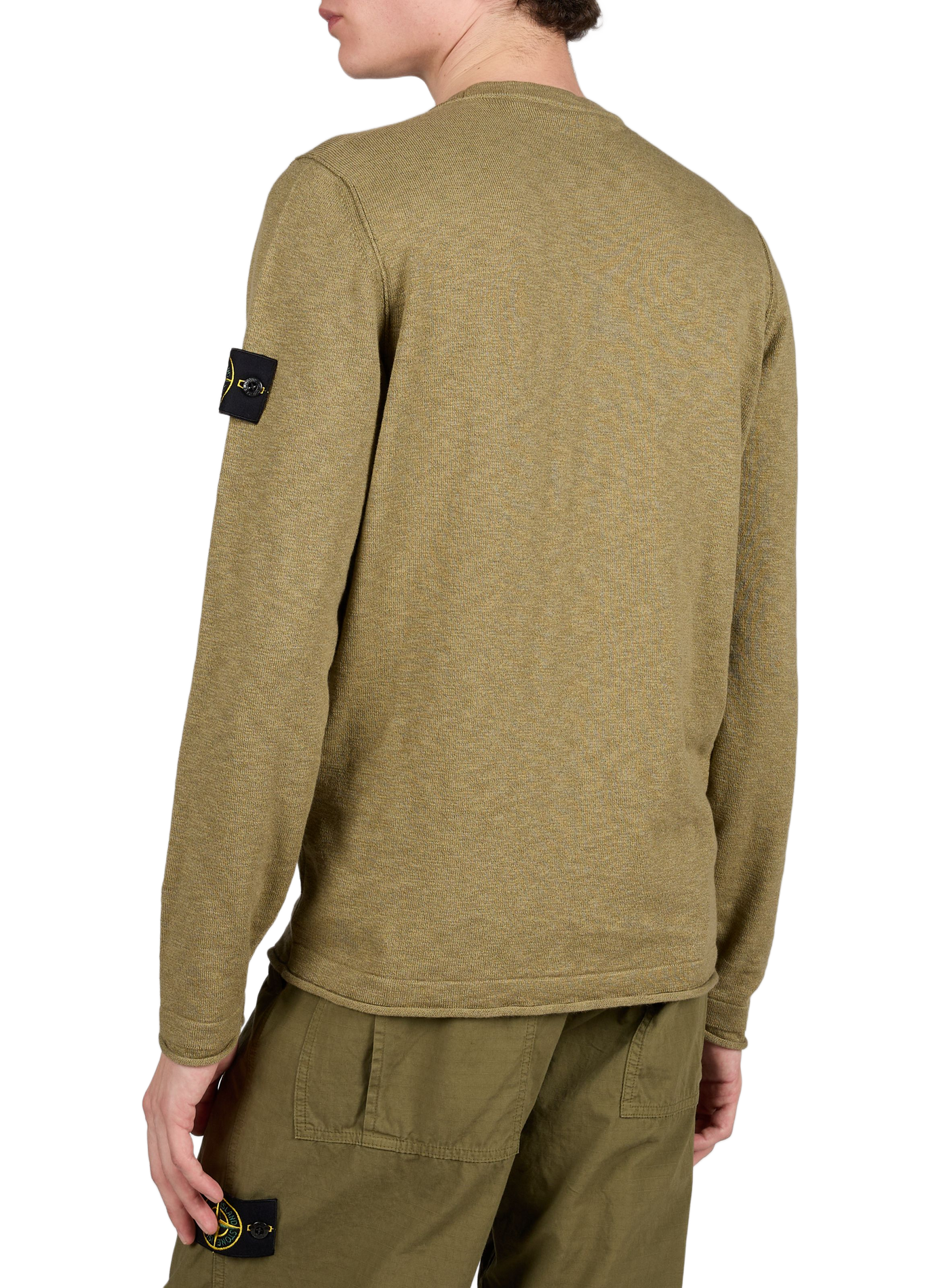 Pullover with round neckline in blended cotton STONE ISLAND Khaki