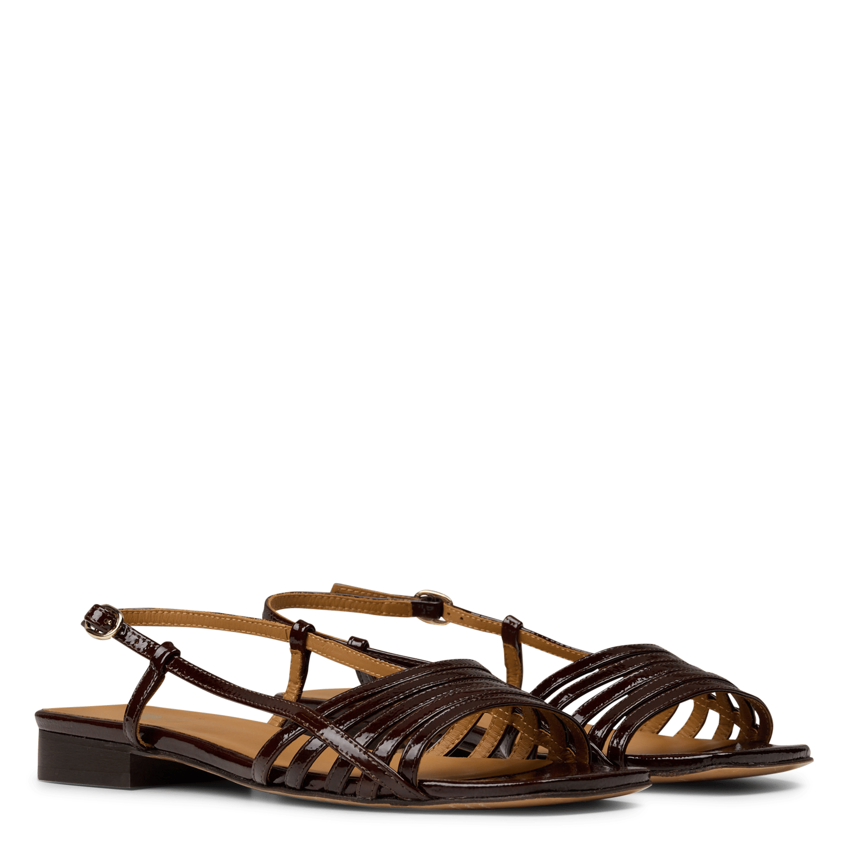 Sandales slingback vernies en cuir diana BOBBIES Marron