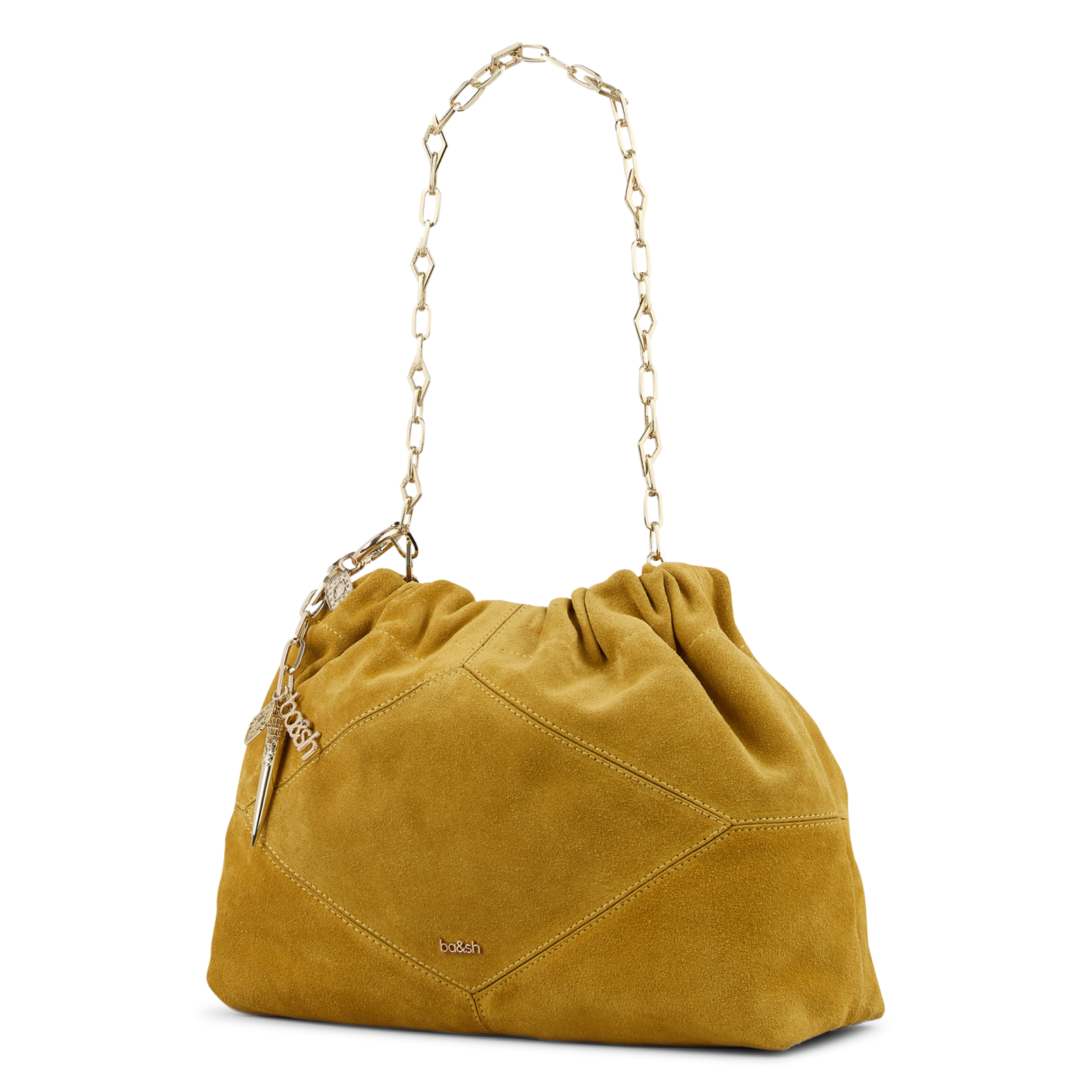 Sac bandoulière en daim mini june tote BA&SH Jaune