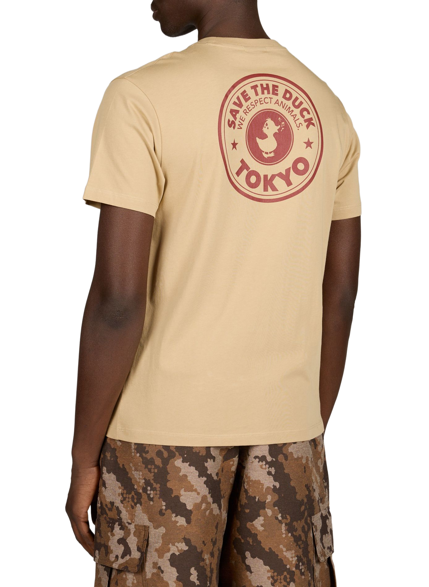 Tee-shirt col rond en coton SAVE THE DUCK Beige