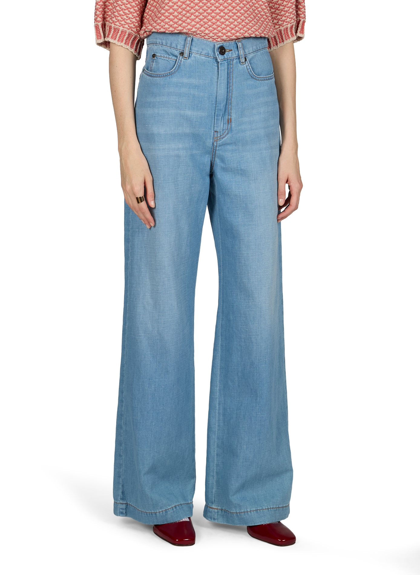 Straight leg jeans in cotton and linen MAX MARA WEEK END Blue