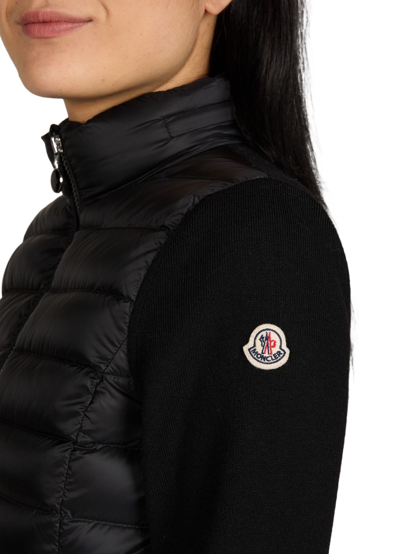 Taillierter Cardigan mit abnehmbarer Kapuze MONCLER Schwarz