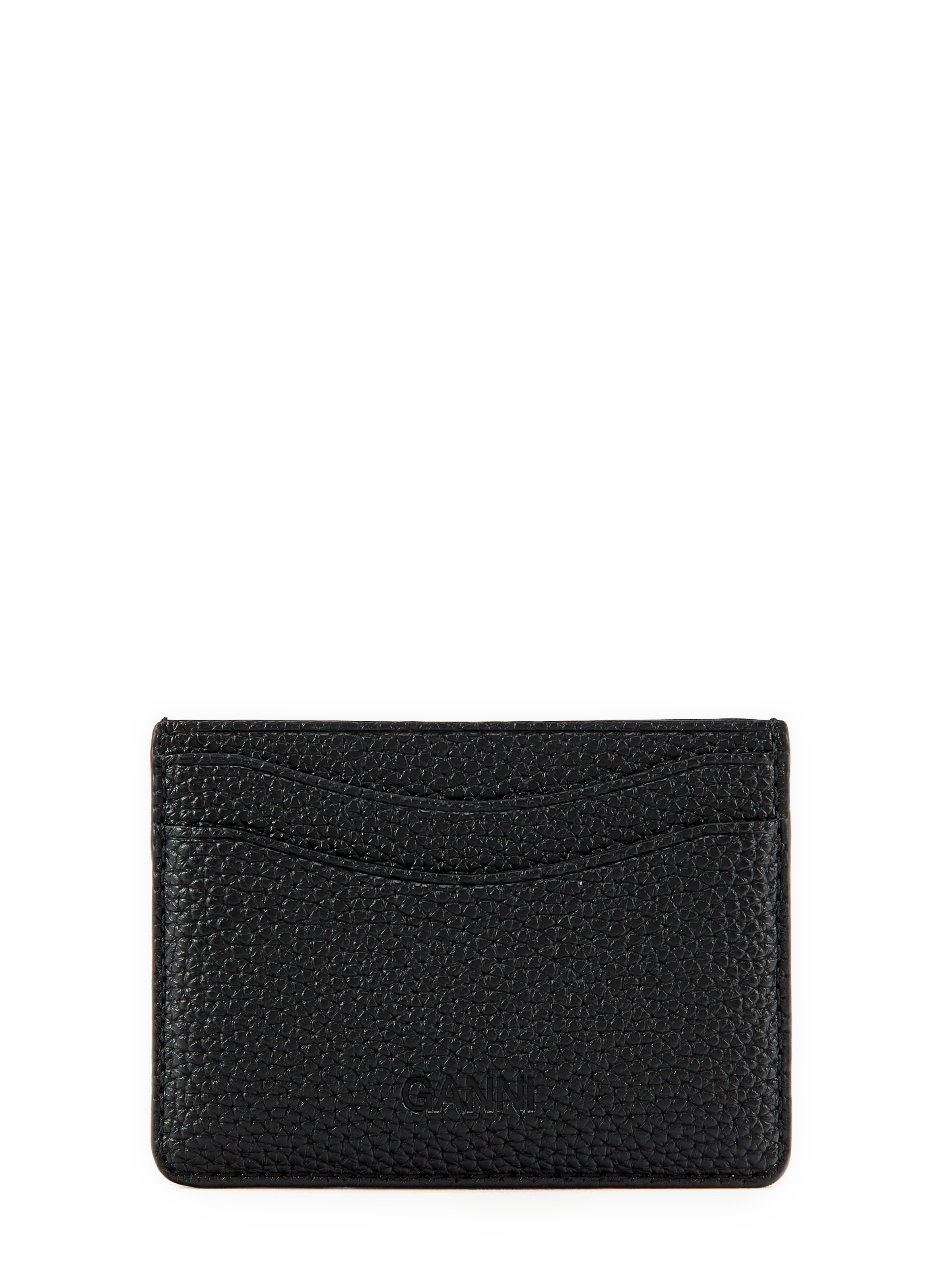 Porte-cartes grainé à logo GANNI Noir