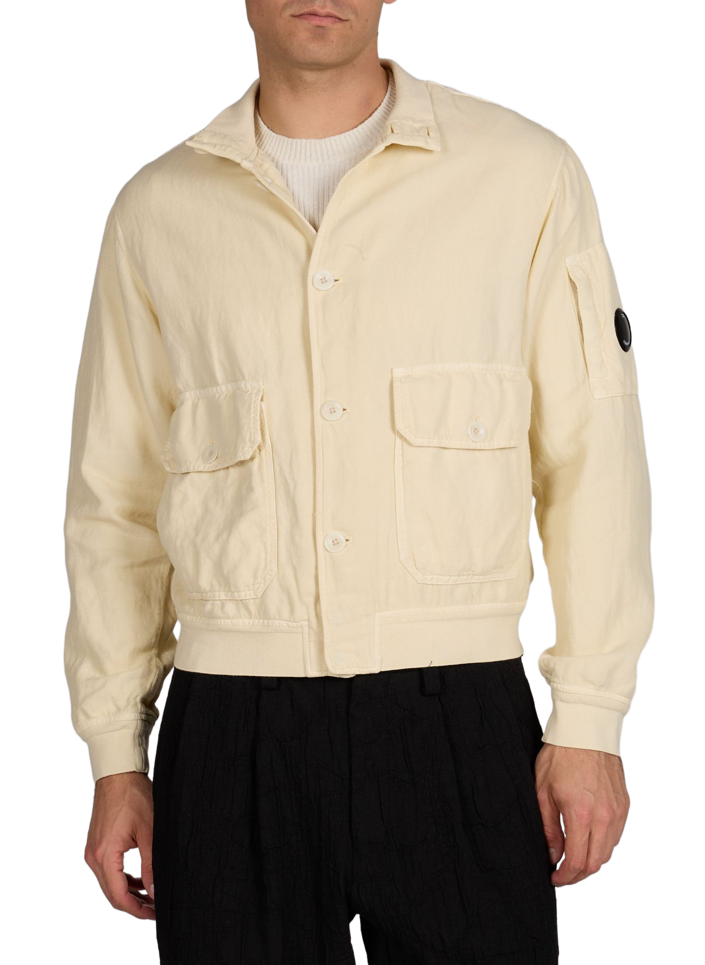 Buttoned jacket in cotton and linen CP COMPANY Beige