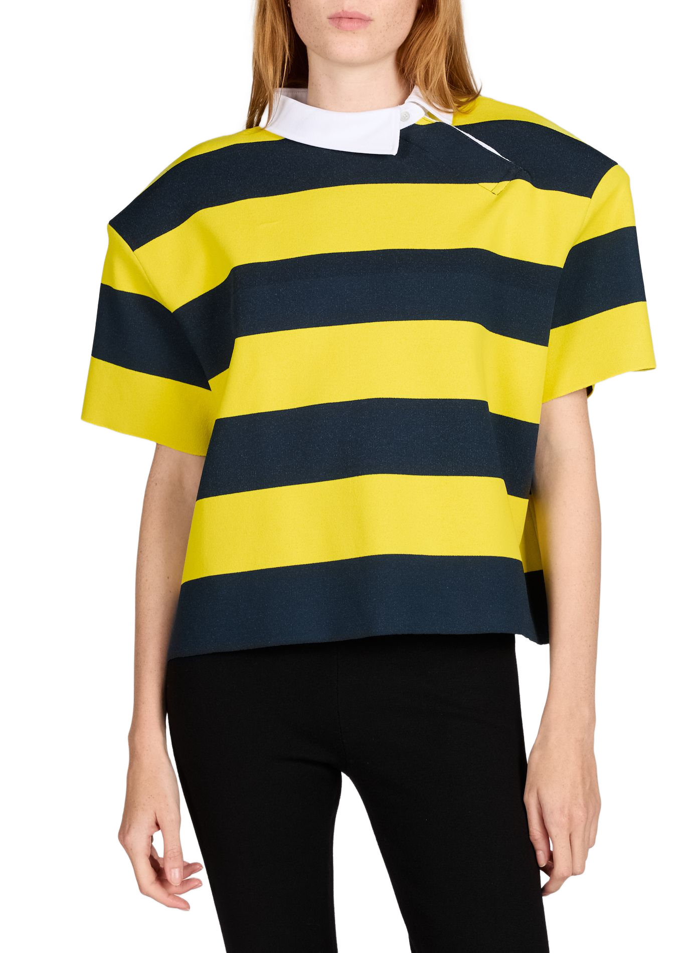 Top de manga corta con cuello drapeado en viscosa. A.W.A.K.E. MODE Amarillo